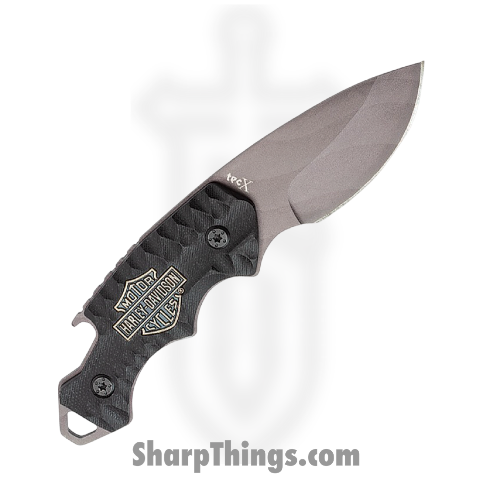 Case Cutlery - CA52207 - Harley Tec X - Fixed Blade Knife - Titanium Nitride Coated Drop Point - G10 - Black