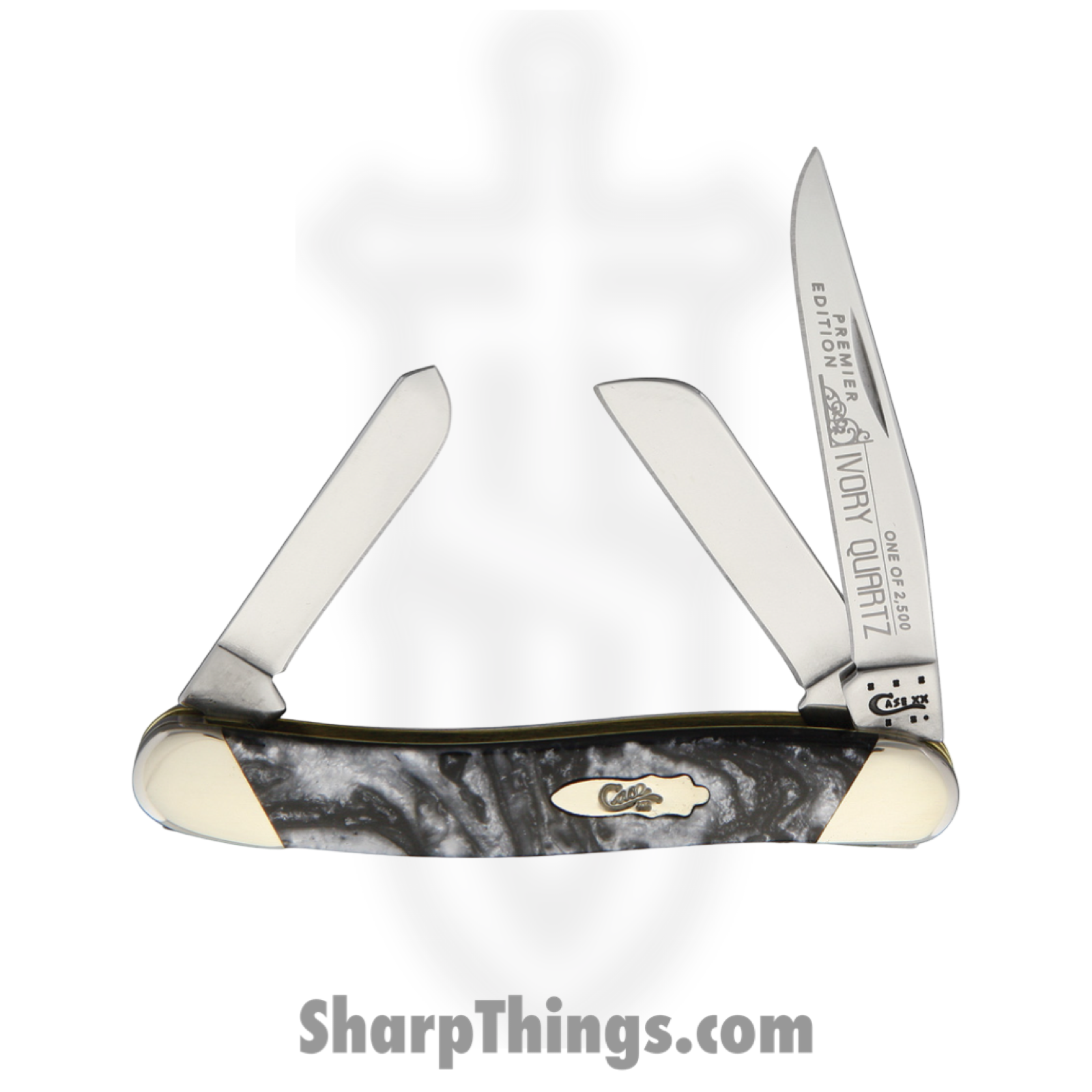 Case Cutlery - CAS9318IQ - Medium Stockman - Folding Knife - Tru-Sharp Stainless Polished Clip, Spey, Sheepsfoot - Ivory Quartz Corelon - Black White