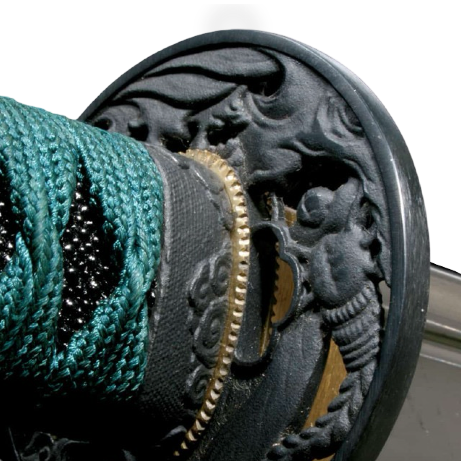Cold Steel - CS88DWK - Dragonfly Wakizashi Long - Fixed Blade Knife - 1060 Polished - Ray Skin with Teal Green Silk Braid Cord and Brass Menuki - Teal - Image 3