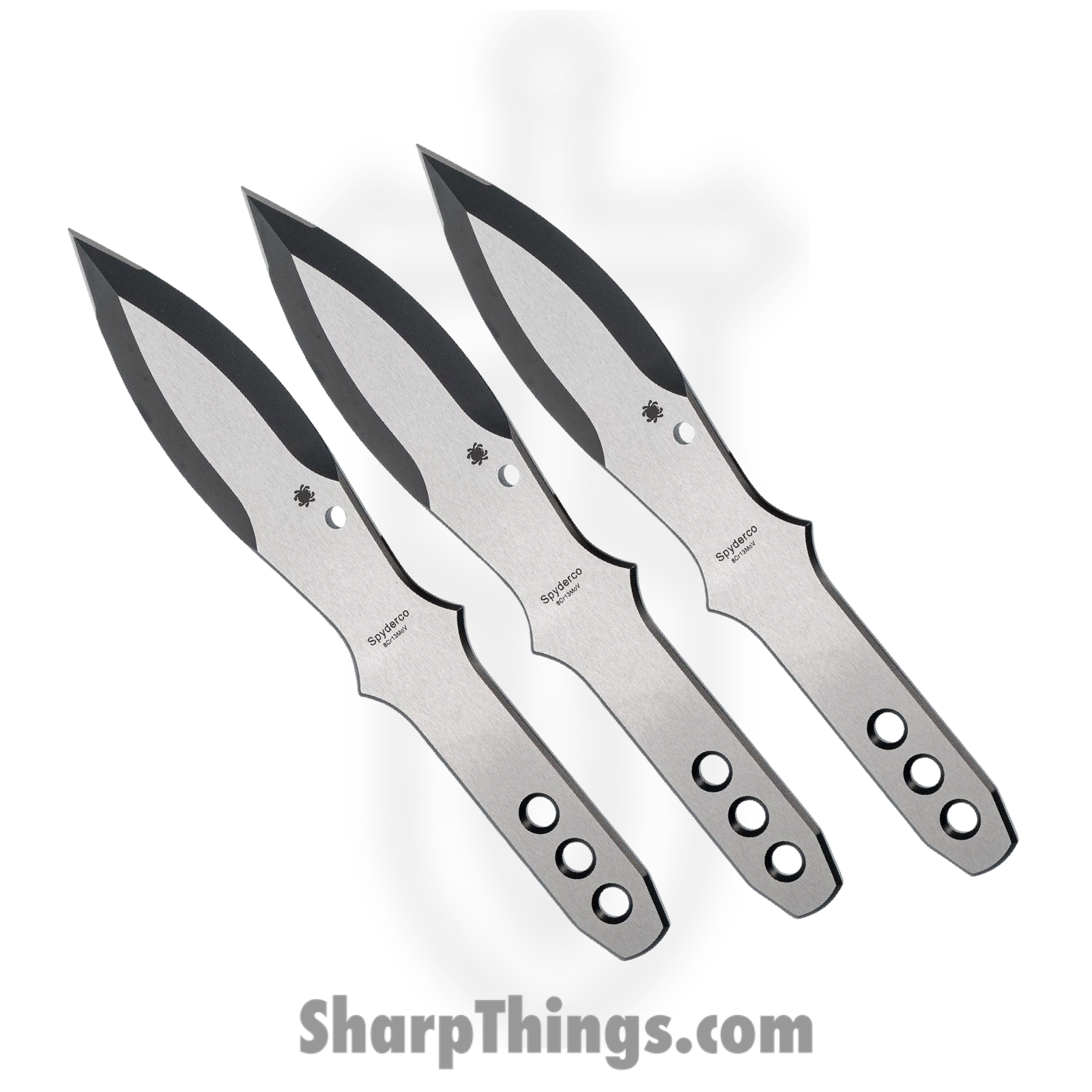 Spyderco - SCTK01SM - Spyderthrowers Small - Fixed Blade Knife - 8Cr13MoV - 8Cr13MoV - Silver