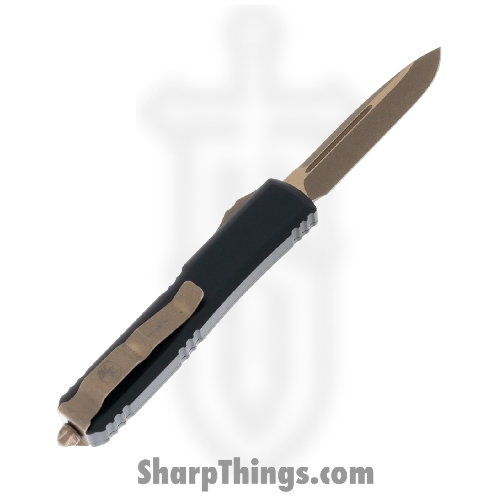 Microtech - 121-13MLS - Ultratech Molon Labe - OTF Auto - M390, 204P, Elmax, or XHP Bronzed Apocalyptic Drop Point - Aluminum - Black White - Image 2