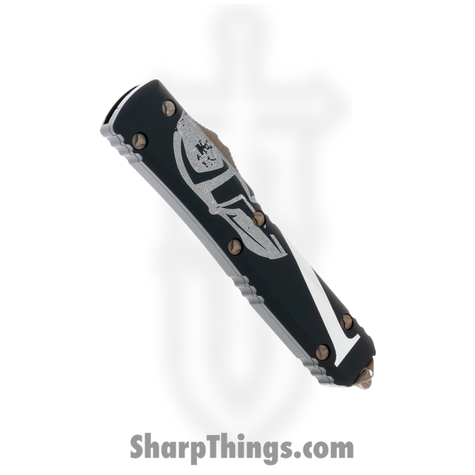 Microtech - 121-13MLS - Ultratech Molon Labe - OTF Auto - M390, 204P, Elmax, or XHP Bronzed Apocalyptic Drop Point - Aluminum - Black White - Image 3
