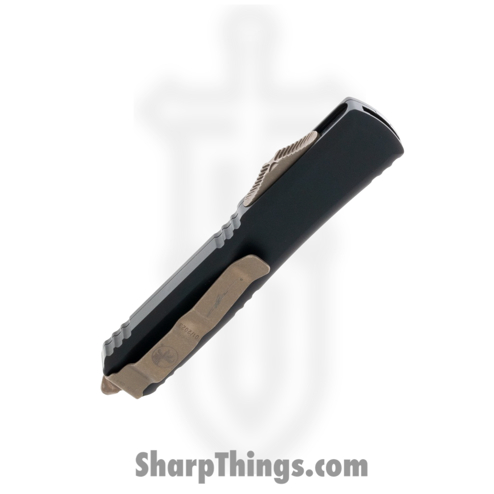 Microtech - 121-13MLS - Ultratech Molon Labe - OTF Auto - M390, 204P, Elmax, or XHP Bronzed Apocalyptic Drop Point - Aluminum - Black White - Image 4