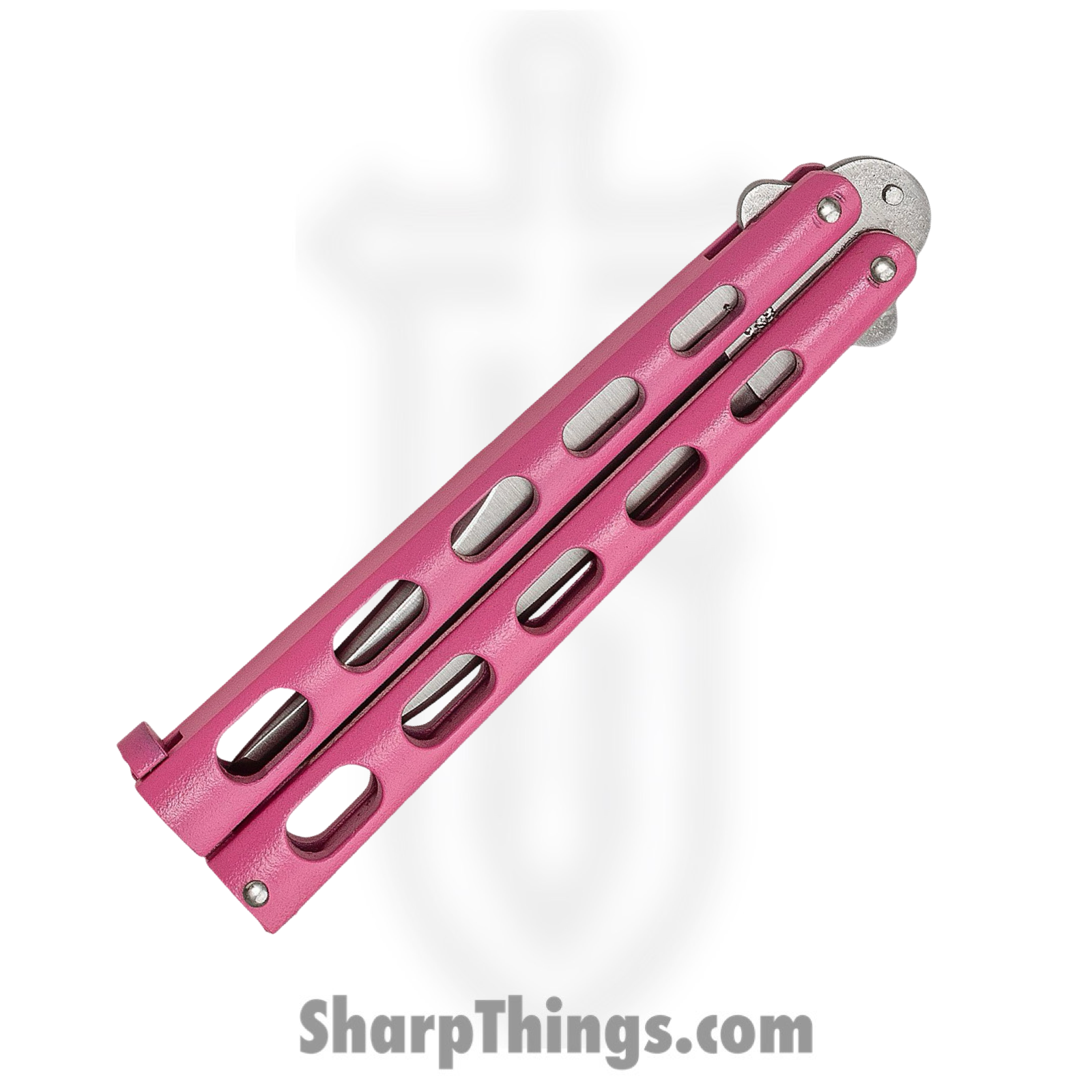Bear & Son - BC114PK - Butterfly - Balisong - 440 SS Satin Clip Point - Powder Coated Zinc - Pink - Image 3