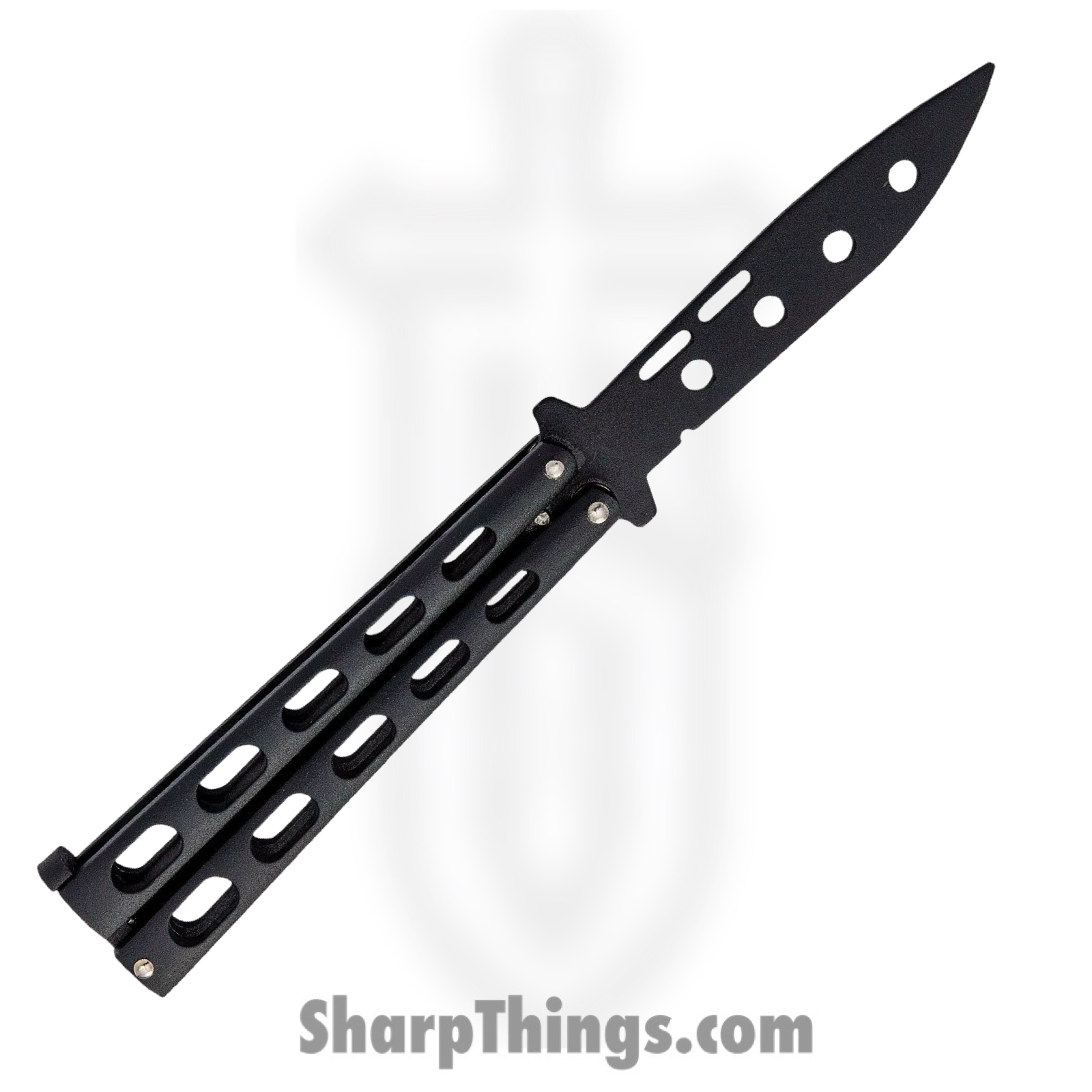 Bear & Son - BC115BTR - Butterfly Trainer - Balisong - 1095 HC Coated Drop Point - Powder Coated Zinc - Black - Image 2