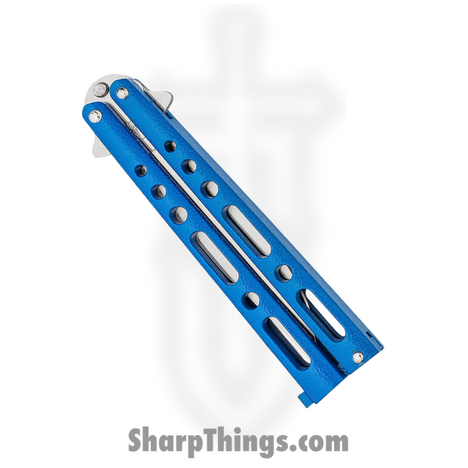Bear & Son - BC117BL - Butterfly - Balisong - 440 SS Satin Clip Point - Powder Coated Zinc - Blue - Image 3