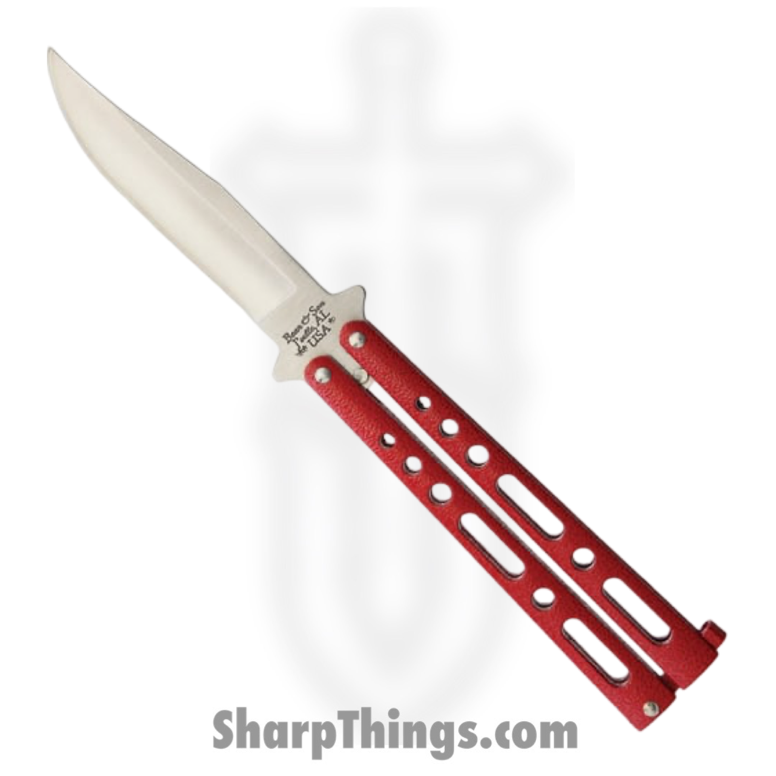 Bear & Son - BC117R - Butterfly - Balisong - 440 SS Satin Clip Point - Alloy - Red
