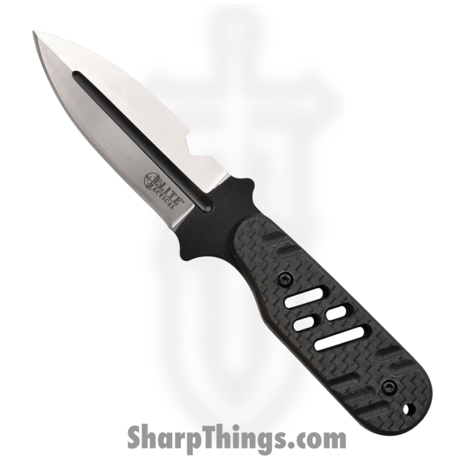 Elite Tactical - ETFIX008 - The Minion - Fixed Blade Knife - D2 Satin Dagger - G10 CF Onlay - Black