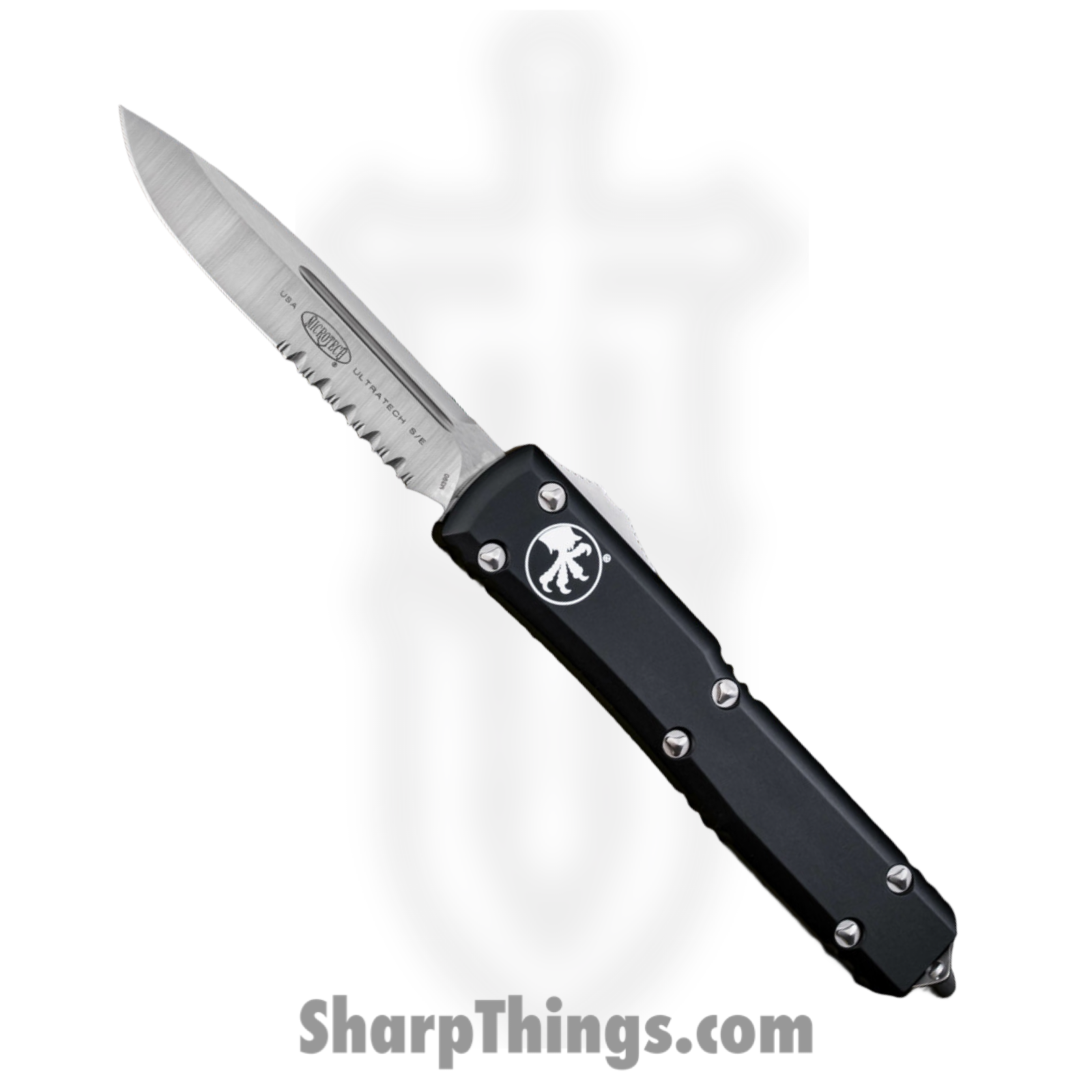 Microtech - 121-5 - Ultratech - OTF Auto - M390, 204P, Elmax, or XHP Satin Drop Point P/S - Aluminum - Black
