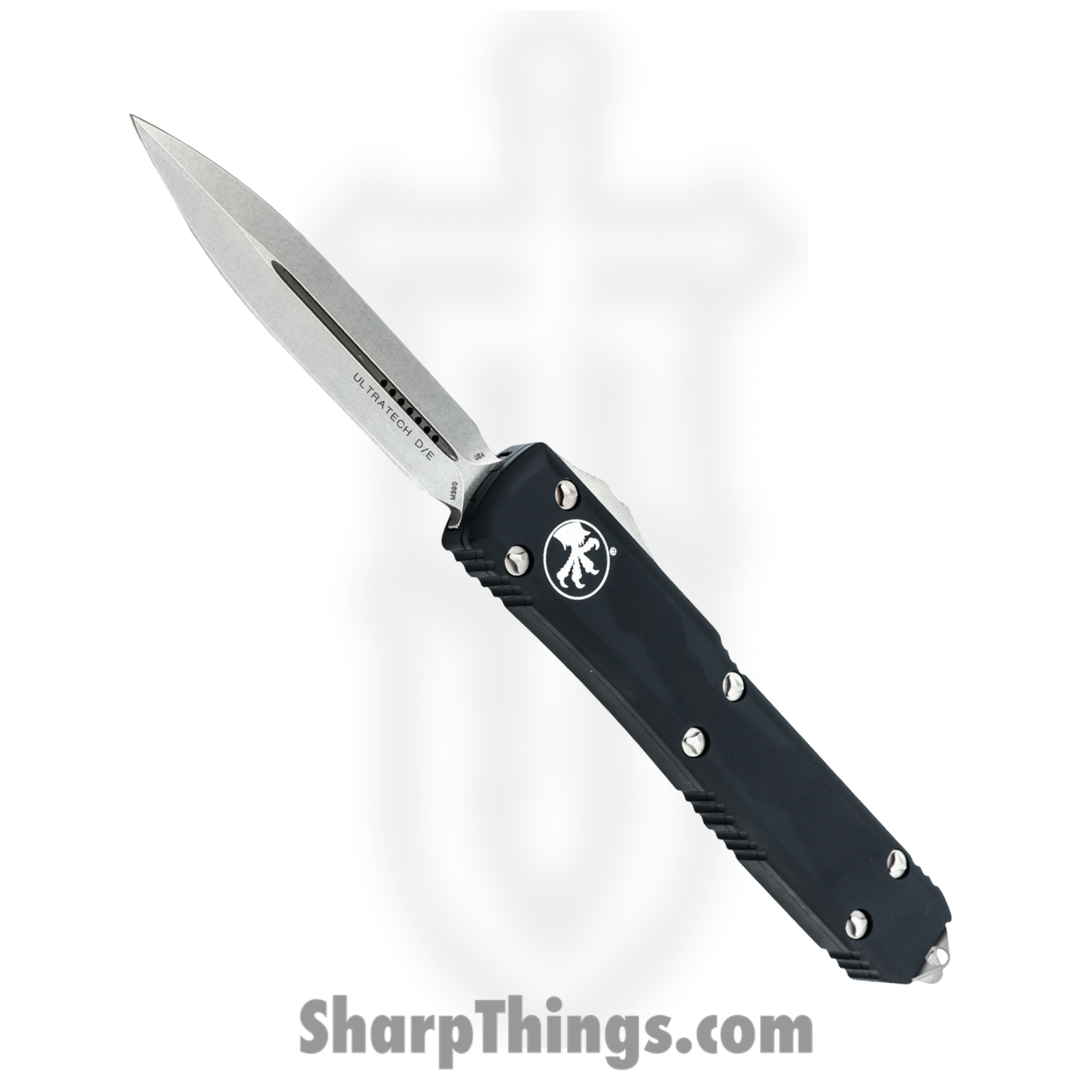 Microtech - 122-10 - Ultratech - OTF Auto - M390, 204P, Elmax, or XHP Stonewash Dagger - Aluminum - Black