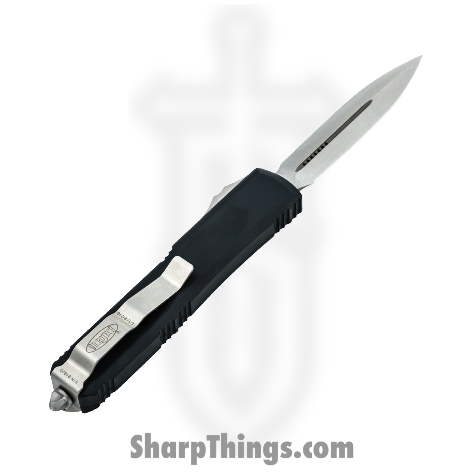 Microtech - 122-10 - Ultratech - OTF Auto - M390, 204P, Elmax, or XHP Stonewash Dagger - Aluminum - Black - Image 2
