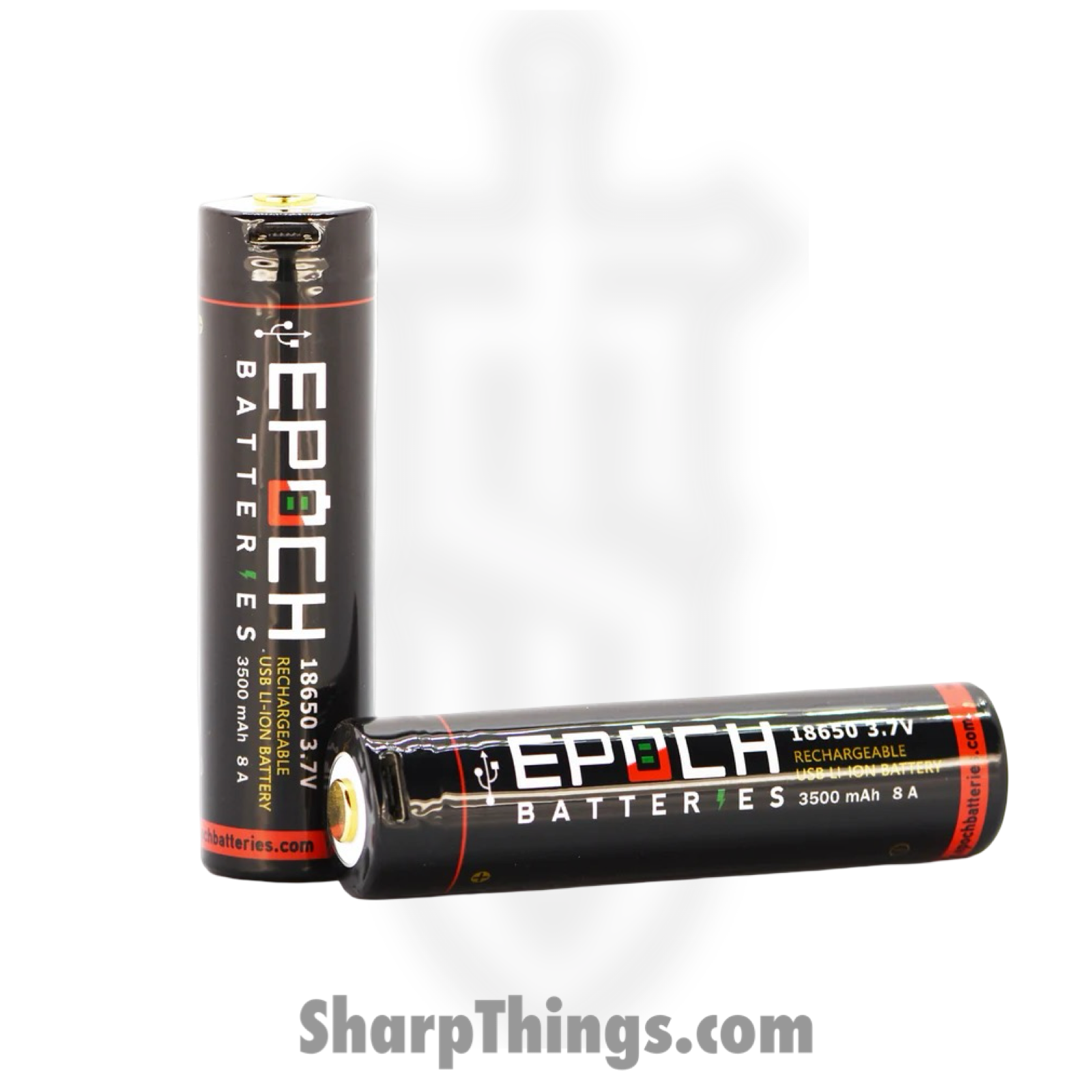 Epoch - 18650-35-PUSB - 18650 3500mAh 8A USB Rechargeable Protected Battery - Black