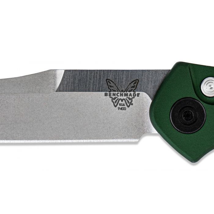 Benchmade - 9400 - Osborne - Automatic Knife - S30V Satin Modified Reverse Tanto - Aluminum - Green - Image 7