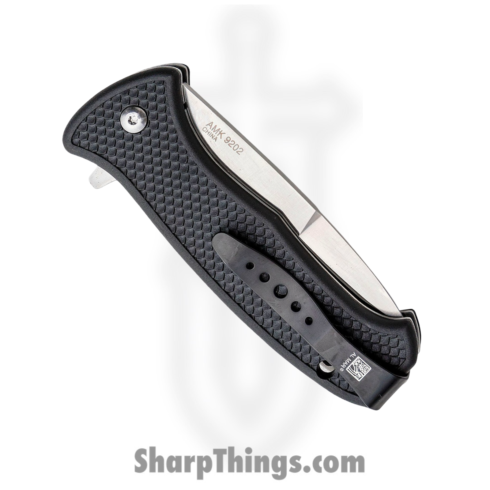 Al Mar - AMK9202 - 40th Anniversary SERE - Automatic Knife - D2 Satin Drop Point - FRN with Logo Inlay - Black Gold - Image 3
