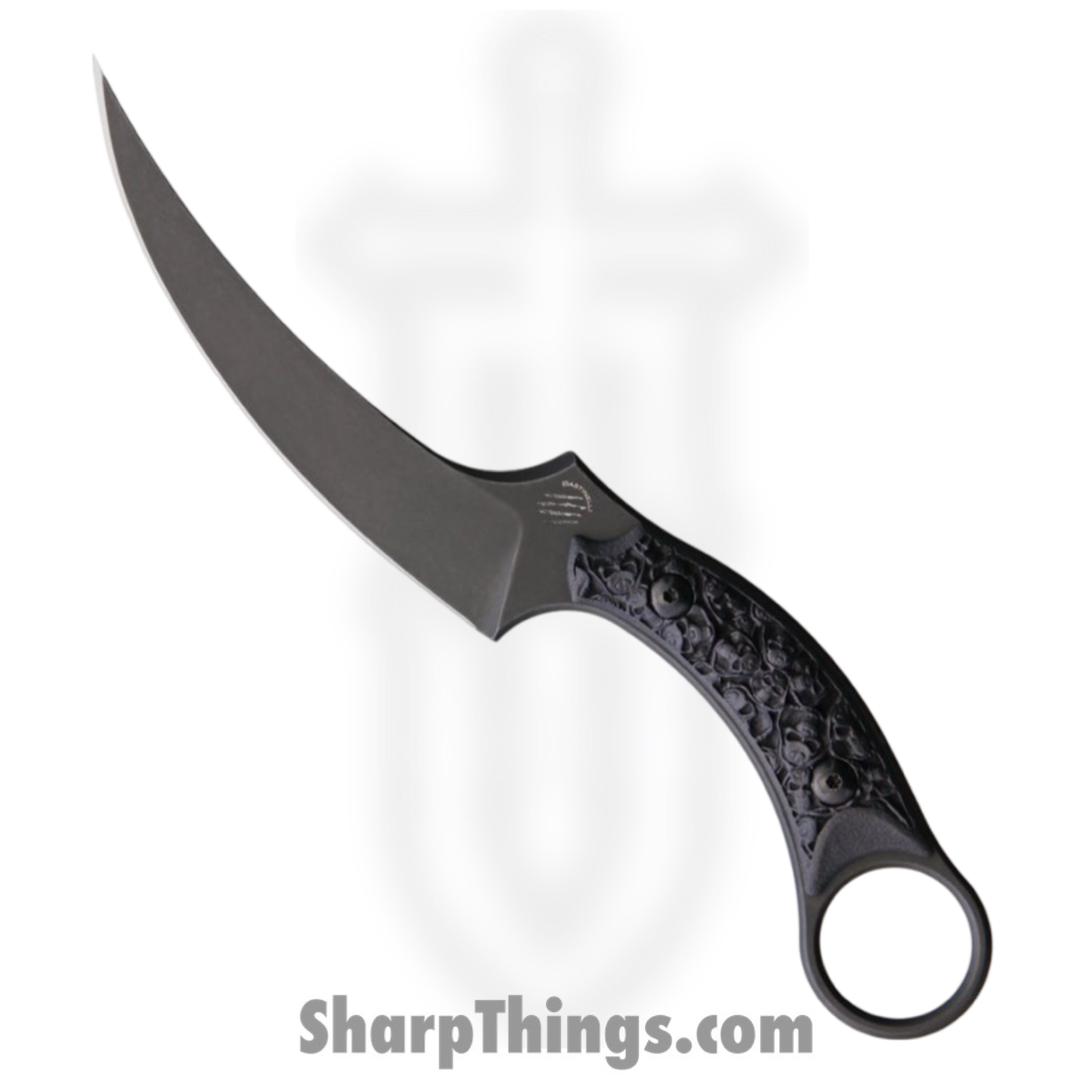 Bastinelli Creations - BAS206Z - Mako - Fixed Blade Knife - N690 Coated Full Tang - Sculpted Skull - Black Bronze