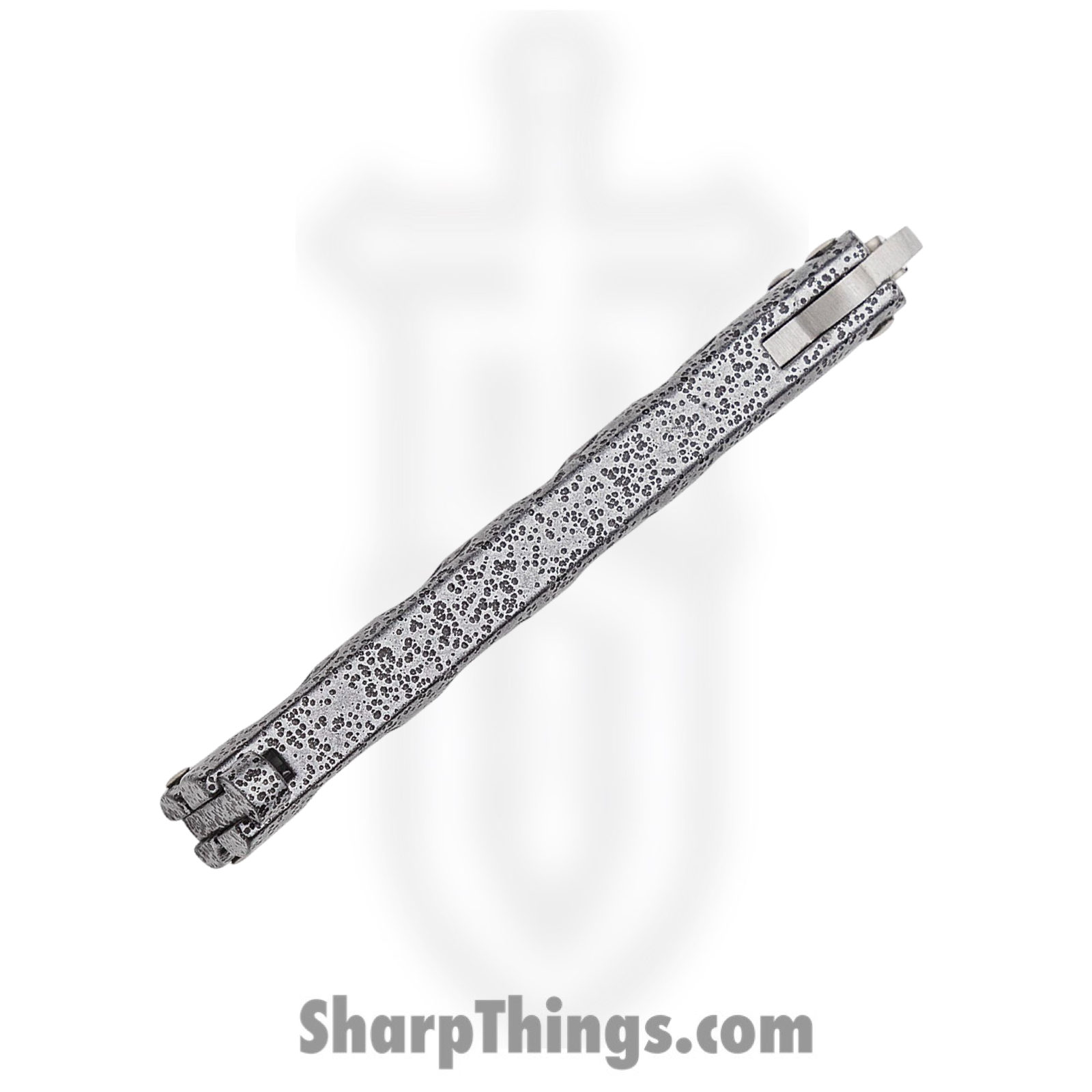 BenchMark - BM008 - Butterfly Knife - Balisong - Stainless Satin Clip Point - Epoxy Powder Coat Metal - Black Silver - Image 6