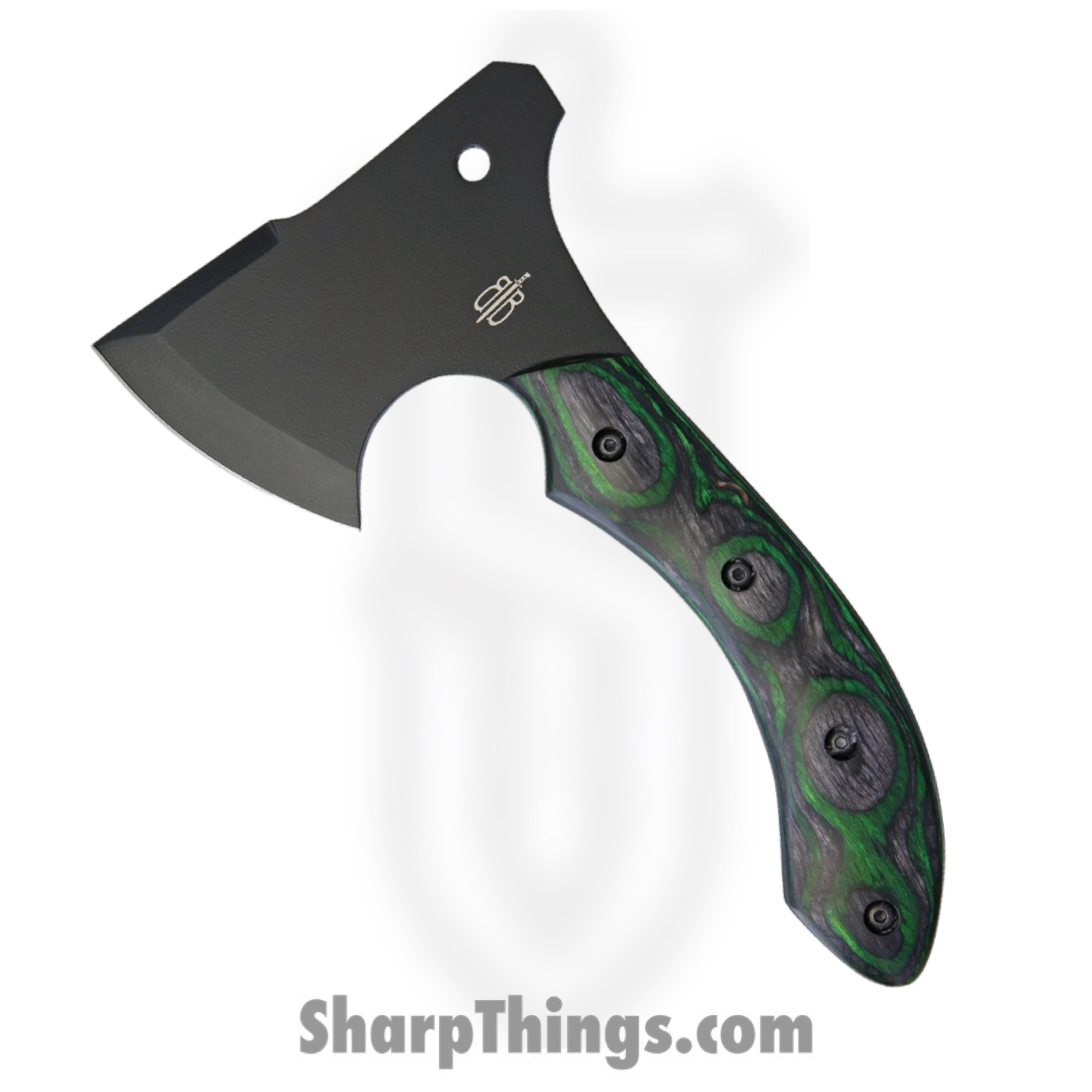 BucknBear - BNB10054AX - Tactical Army Hatchet - Fixed Blade Knife - D2 Coated - Burlwood - Black Green