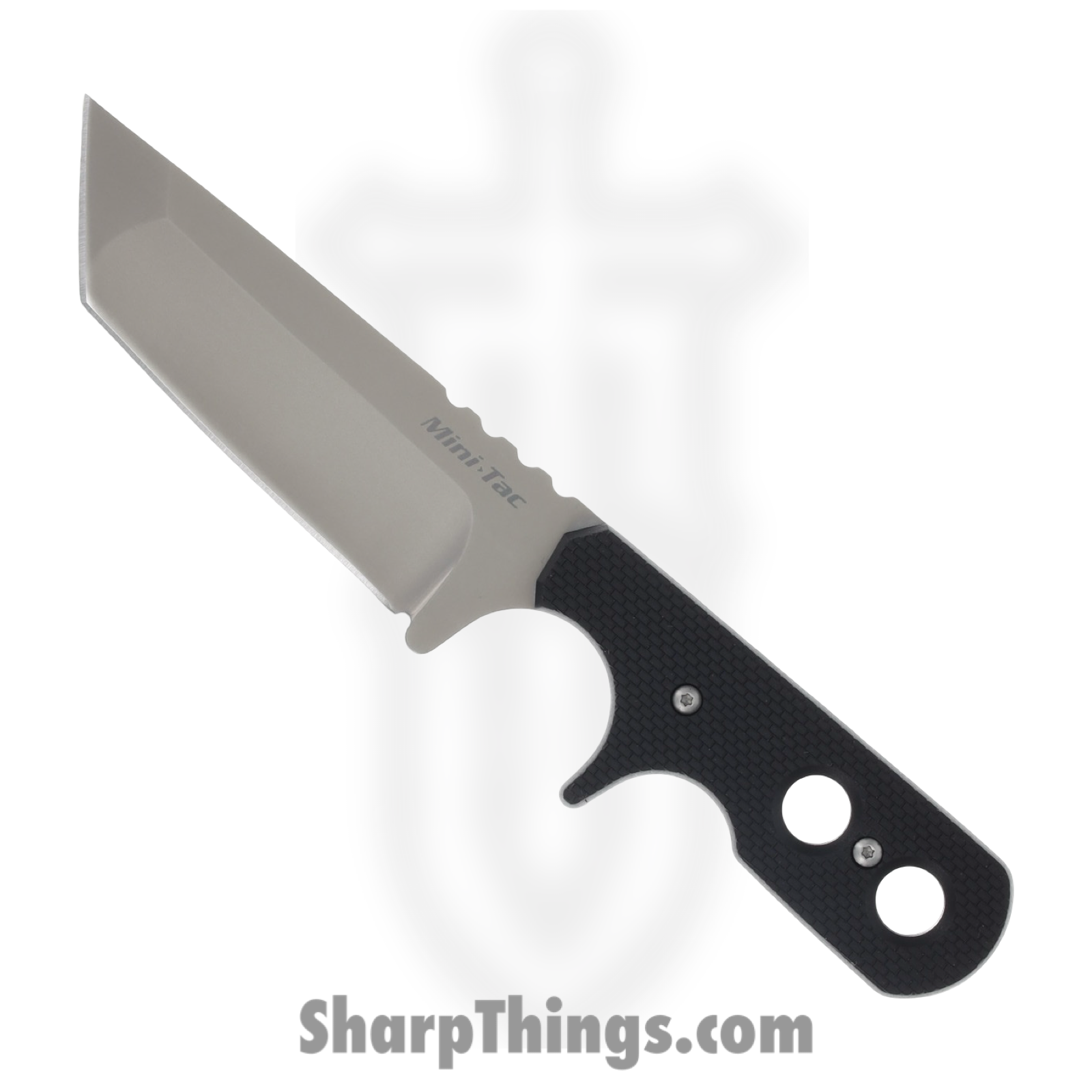 Cold Steel - CS49HTF - Mini Tac Tanto - Fixed Blade Knife - AUS-8A Blasted Tanto - Griv-Ex - Black