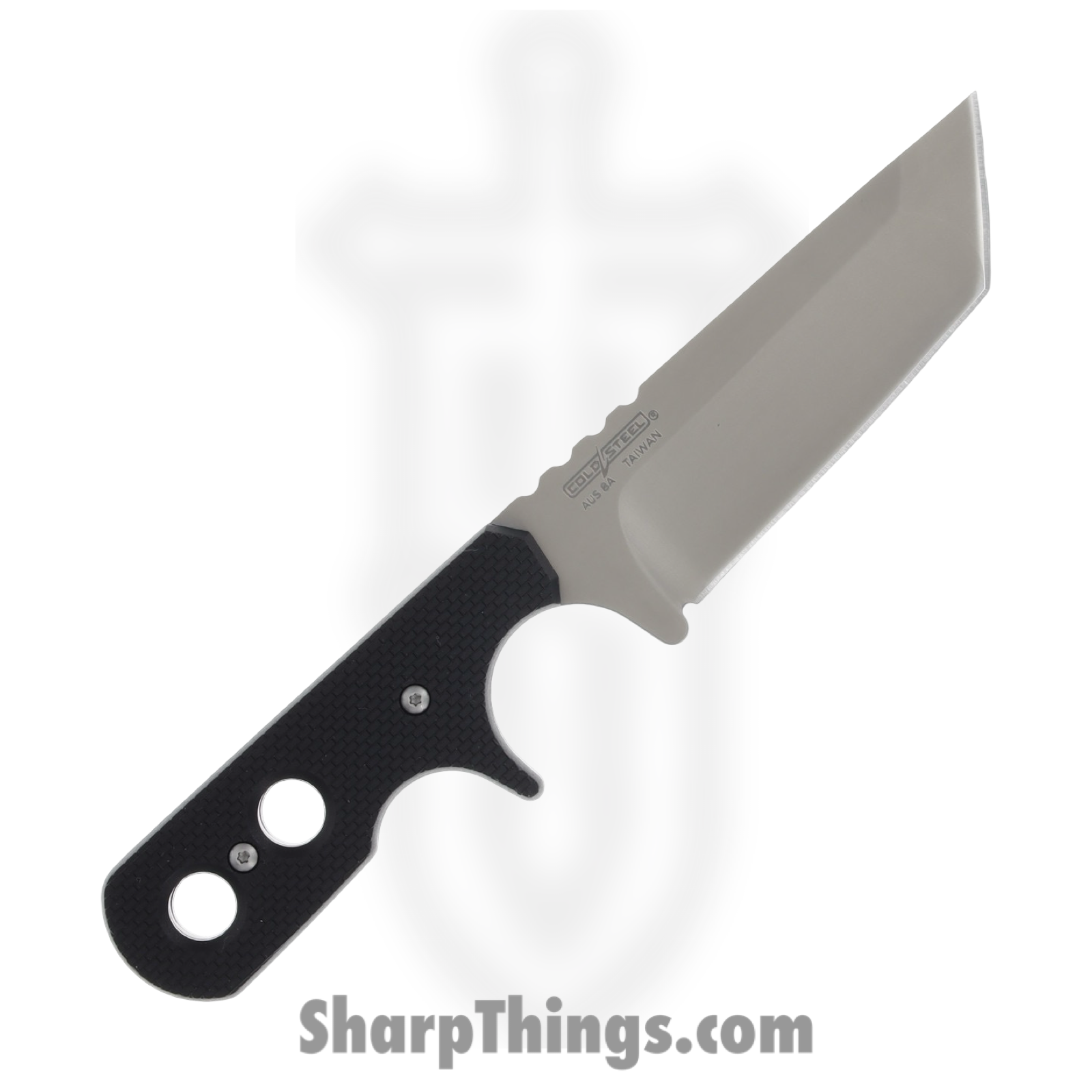 Cold Steel - CS49HTF - Mini Tac Tanto - Fixed Blade Knife - AUS-8A Blasted Tanto - Griv-Ex - Black - Image 2