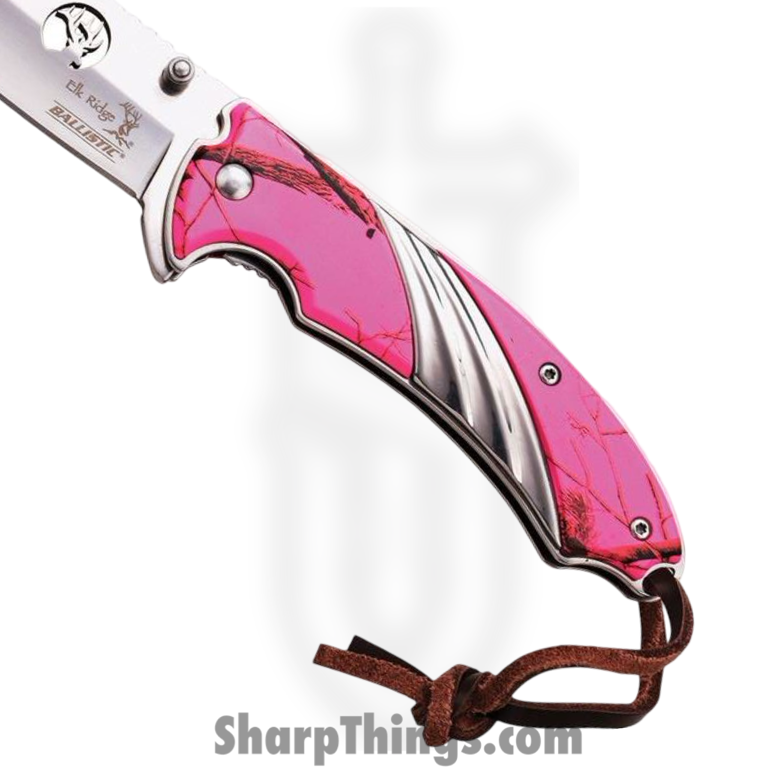Elk Ridge - ERA540PC - A/O Linerlock - Folding Knife - Stainless Polished Clip Point - CF Aluminum Inlay - Pink Camo Silver - Image 3