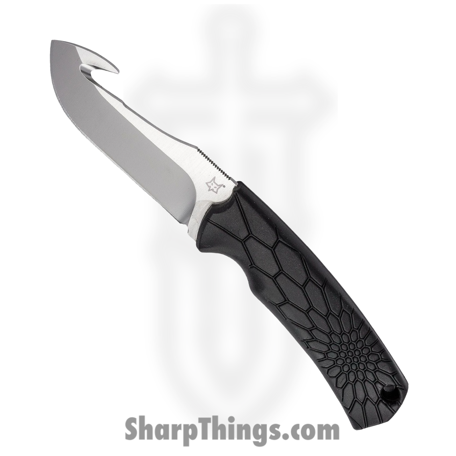 Fox Knives - FOX607 - Core Skinner - Fixed Blade Knife - Becut Steel Satin Drop Point with Guthook - Polypropylene - Black