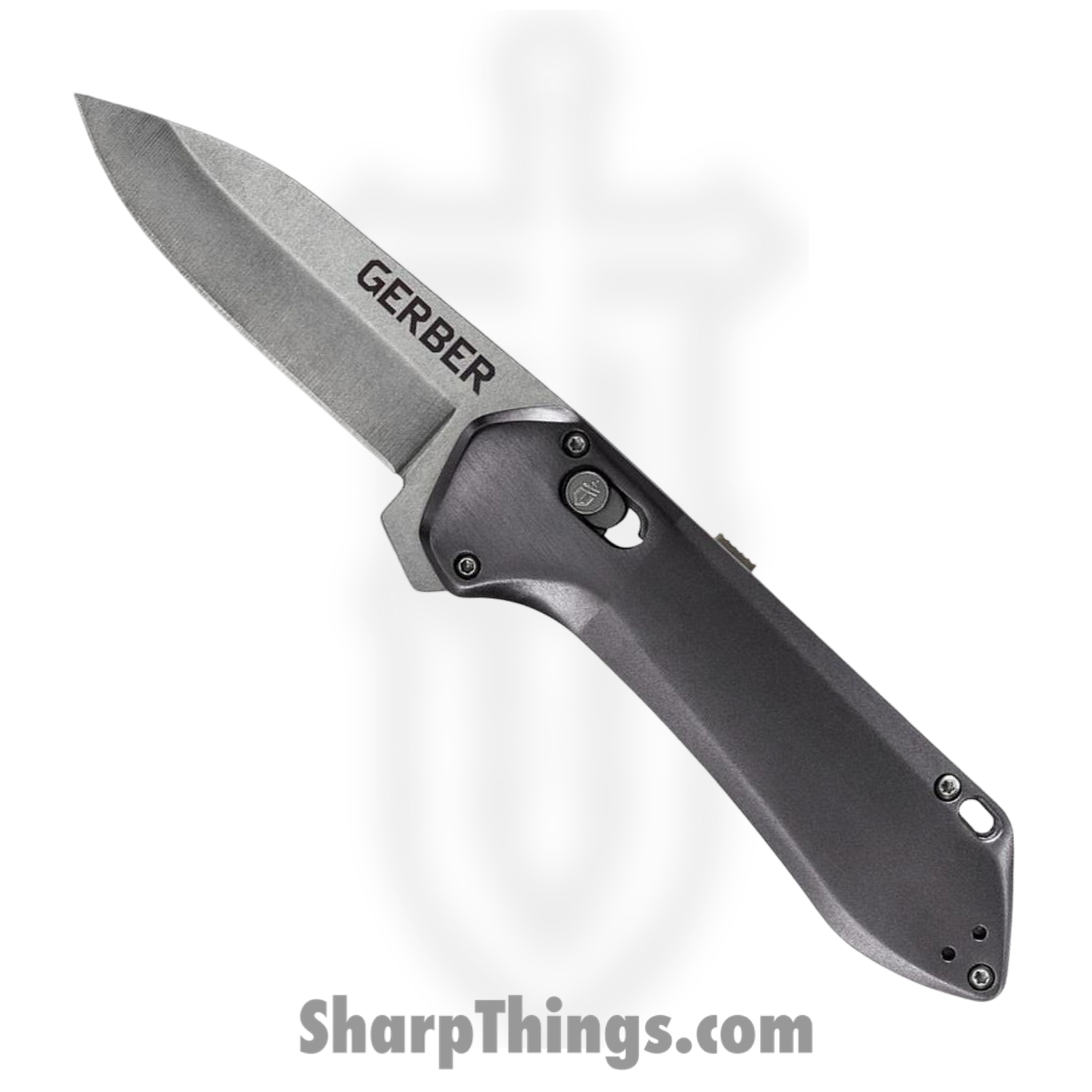 Gerber - G1637 - Highbrow - Assisted Open Knife - 7Cr17MoV Satin Drop Point - Aluminum - Grey