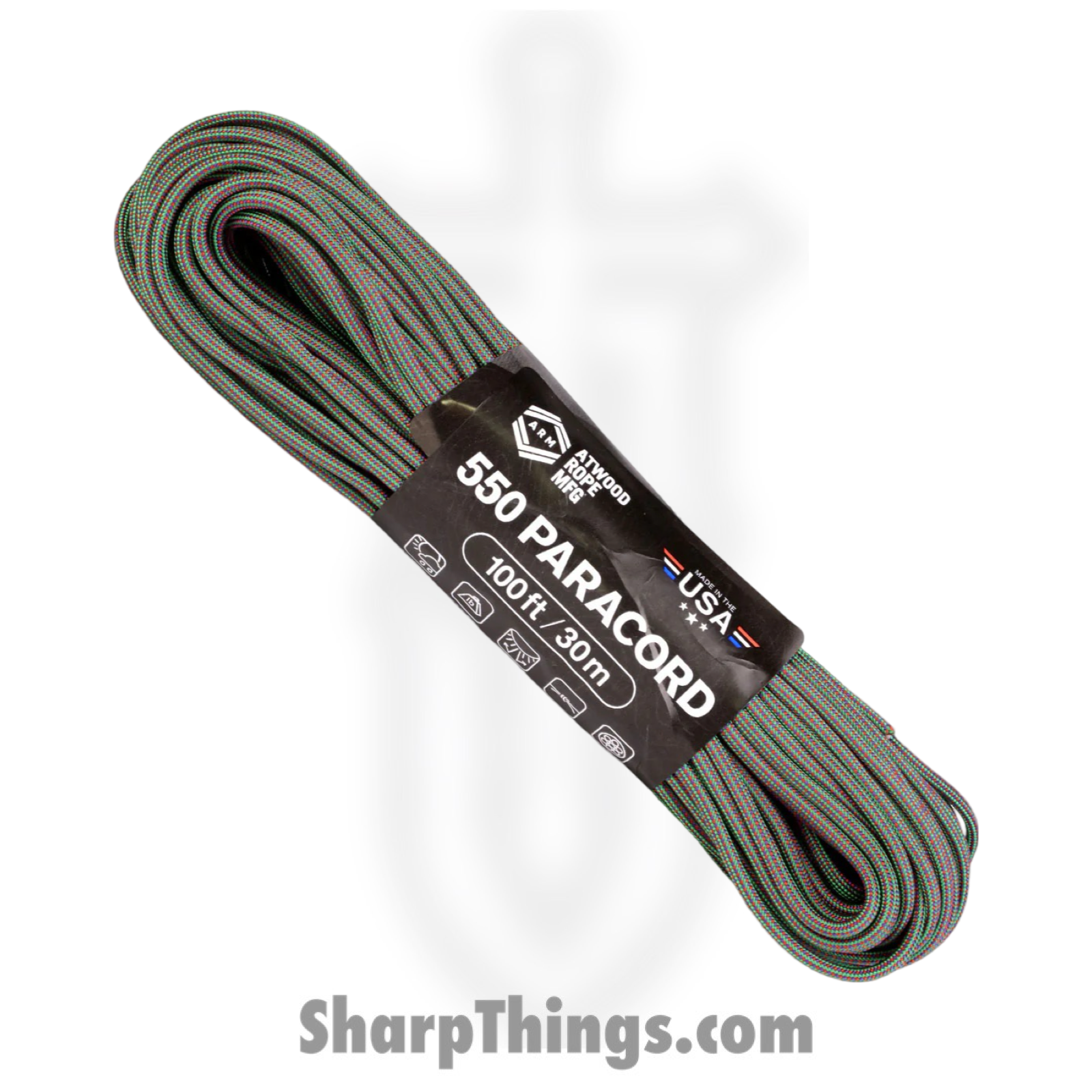 Atwood Rope MFG - RG1295H - Chromaflair Paracord 100ft - Green Red