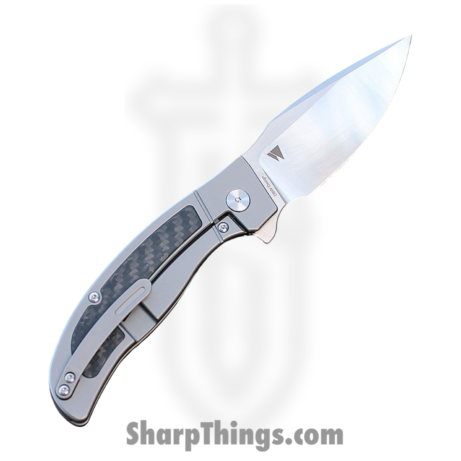 QSP - QS136-A - Legatus - Folding Knife - Bohler M390 Satin Drop Point - Titanium CF Inlay - Gray Black - Image 2