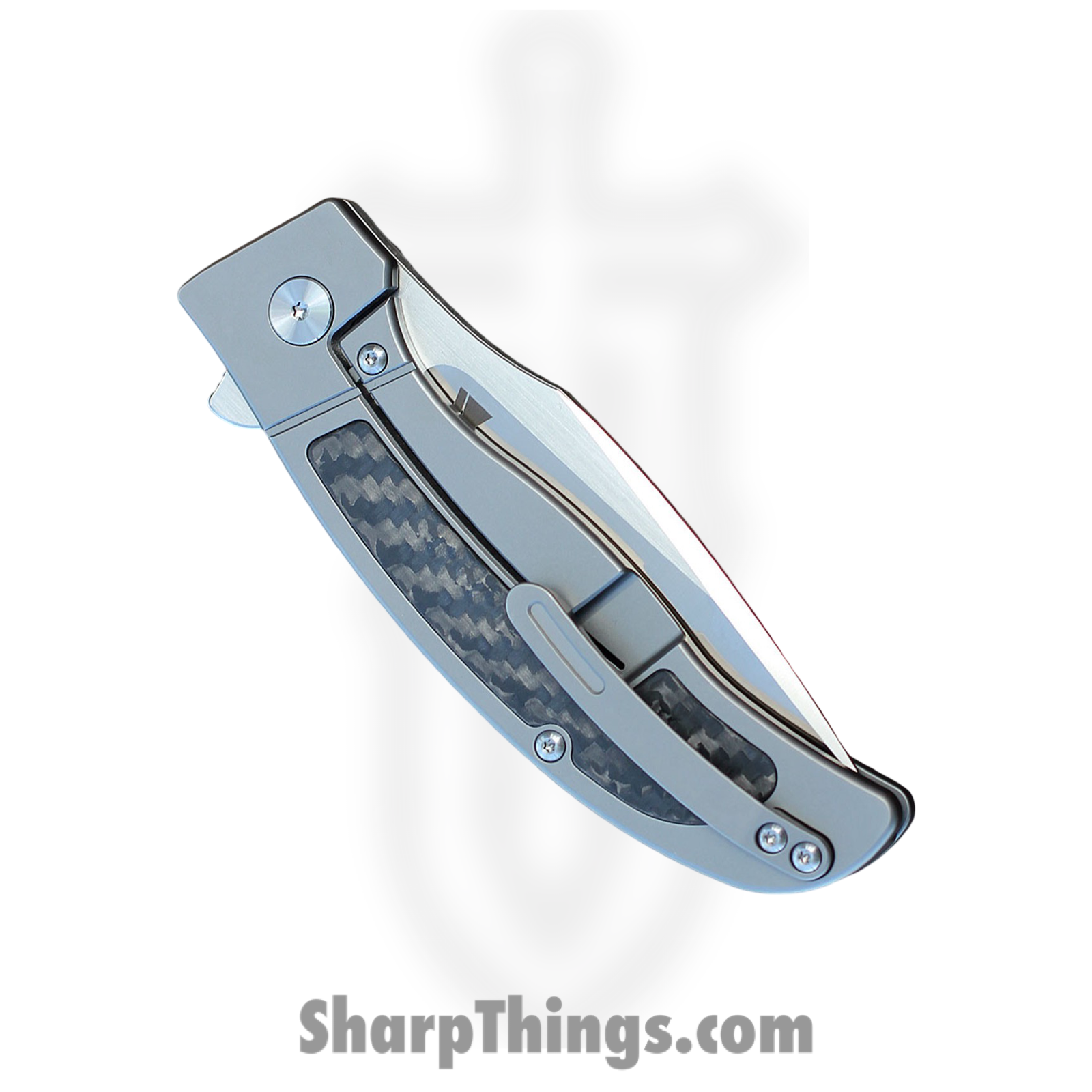 QSP - QS136-A - Legatus - Folding Knife - Bohler M390 Satin Drop Point - Titanium CF Inlay - Gray Black - Image 4