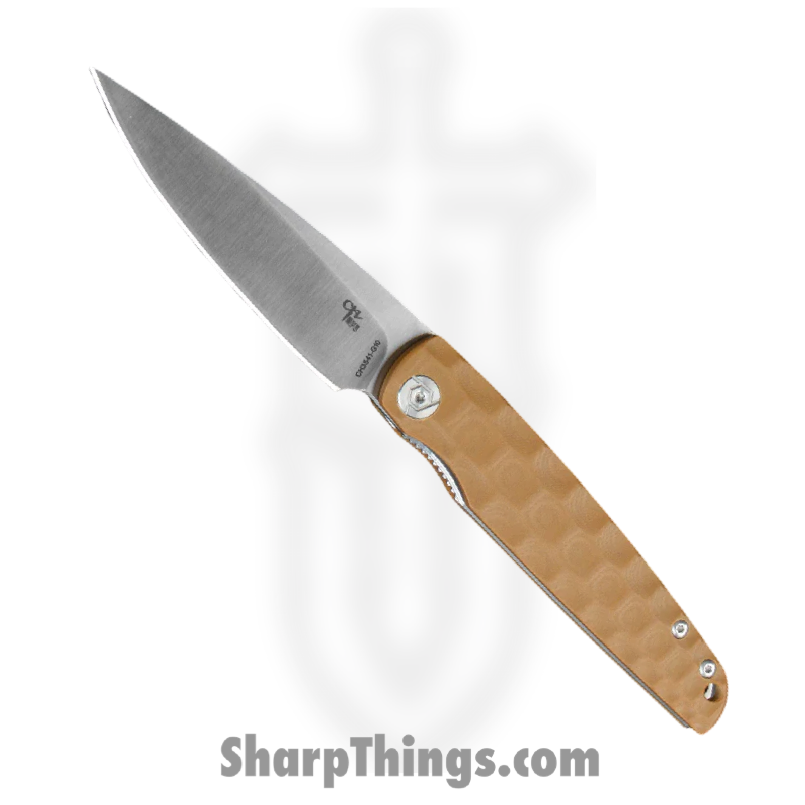 CH Knives - 3541G10BN - Tactical - Folding Knife - D2 Satin Spear Point - G10 - Brown