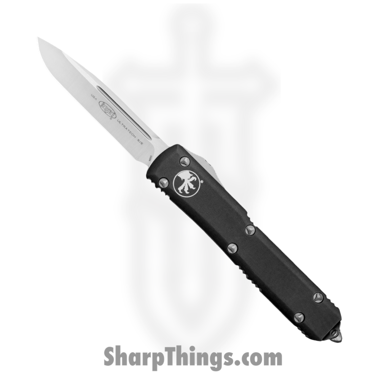 Microtech - 121-4 - Ultratech - OTF Auto - M390, 204P, Elmax, or XHP Satin Drop Point - Aluminum - Black