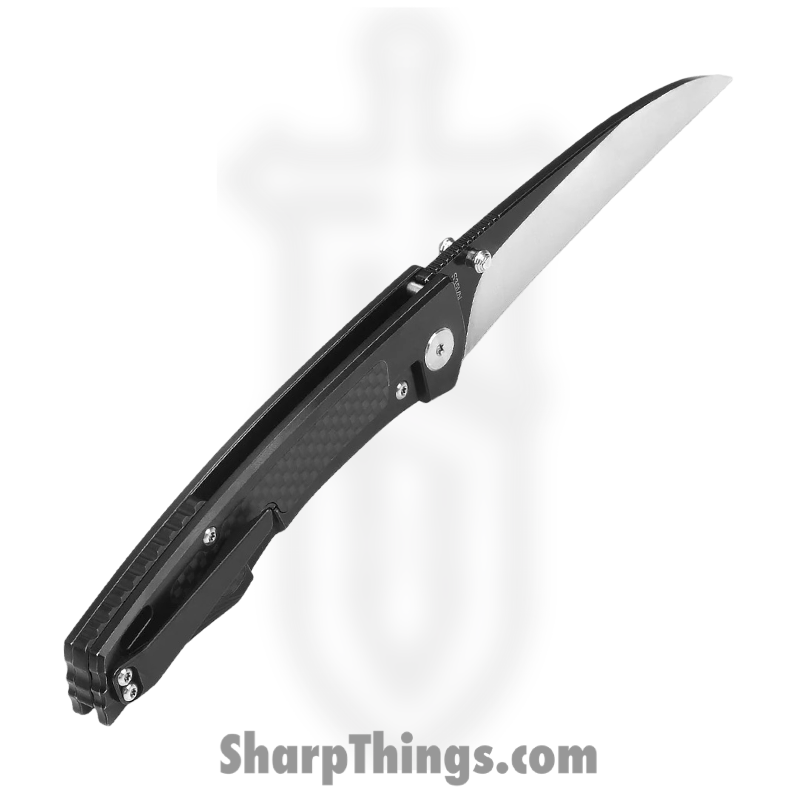 QSP - QS115C - Songbird - Folding Knife - S35VN Two Tone Sheepsfoot - Titanium CF Inlay - Black - Image 2