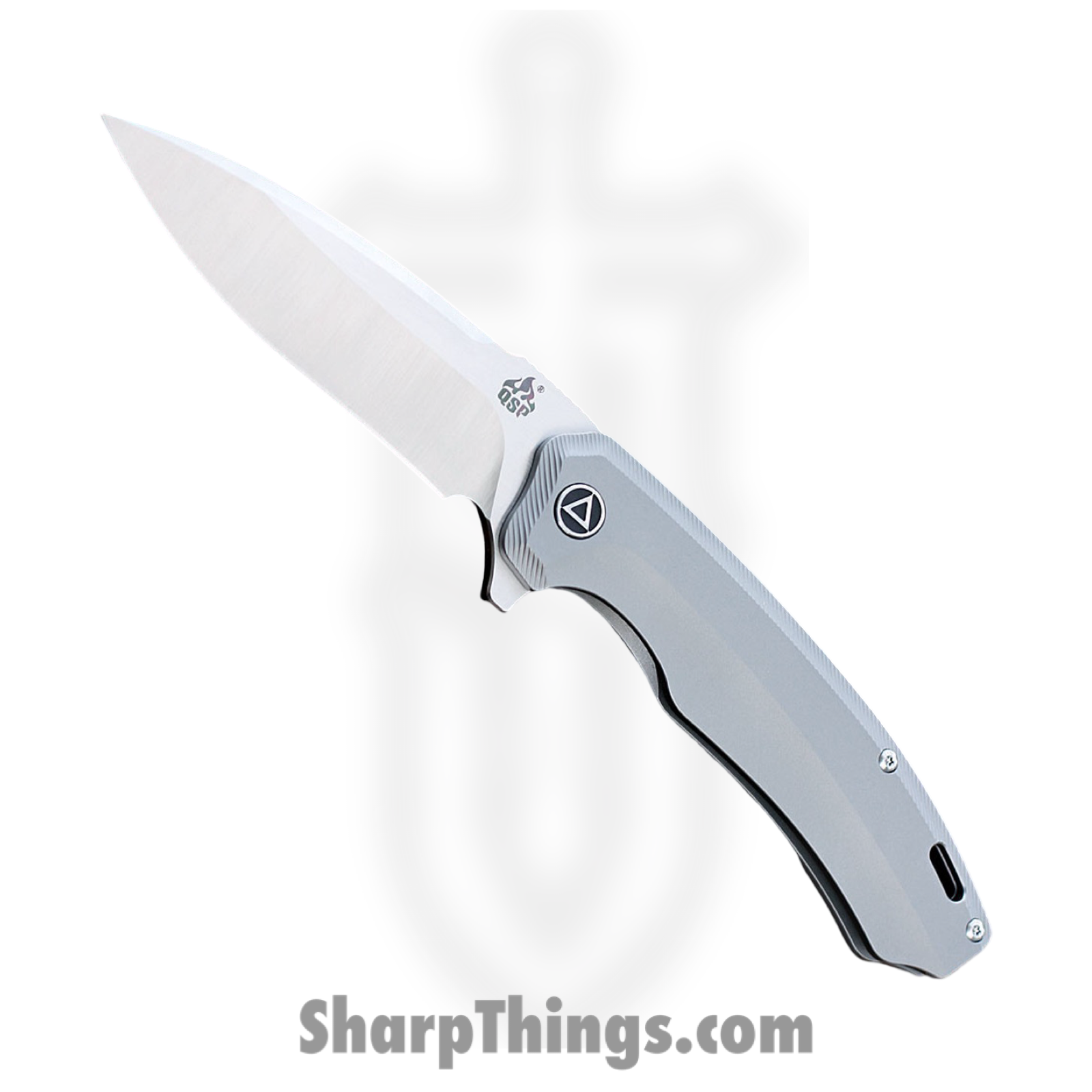 QSP - QS116A - Woodpecker II - Folding Knife - M390 Two Tone Drop Point - Titanium - Grey