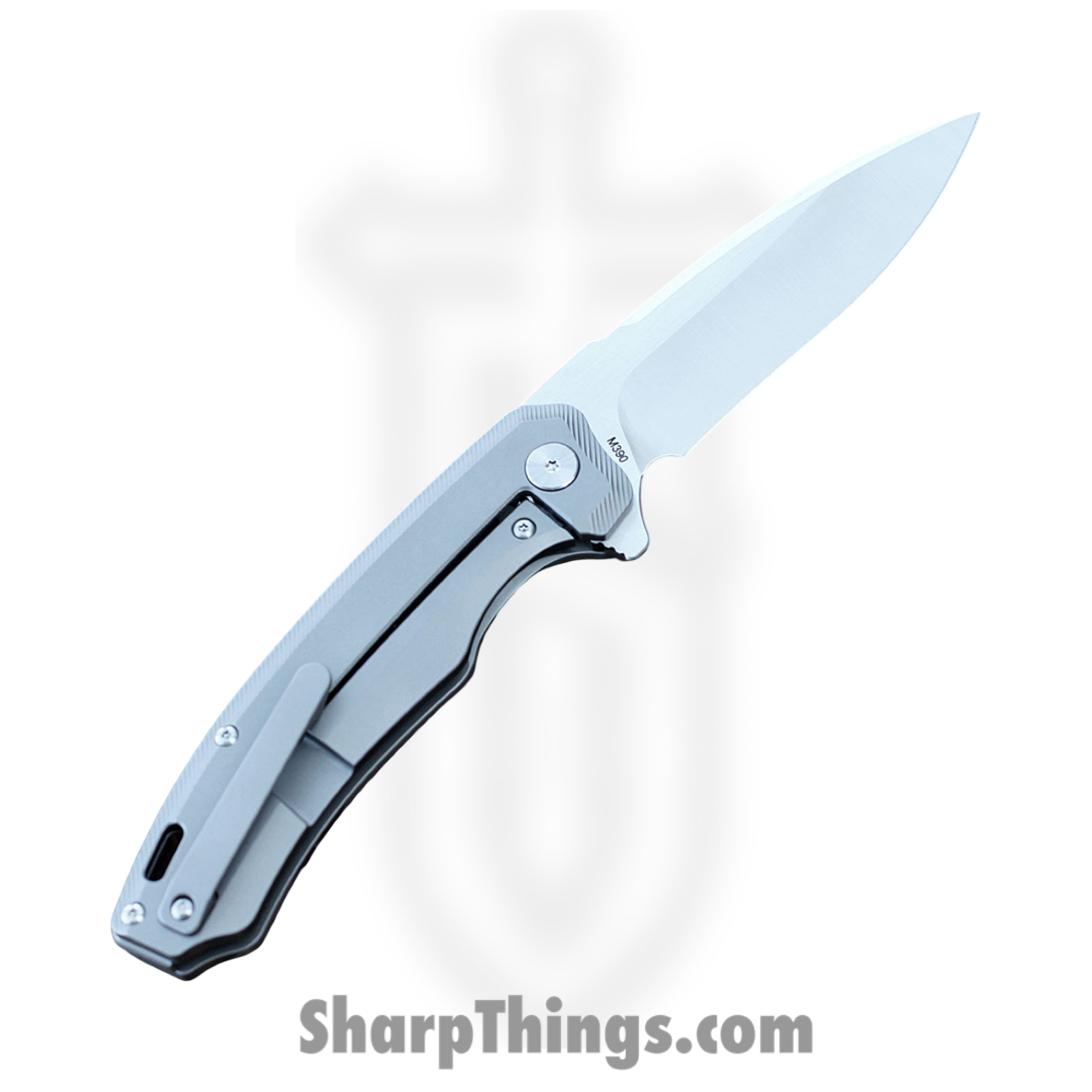 QSP - QS116A - Woodpecker II - Folding Knife - M390 Two Tone Drop Point - Titanium - Grey - Image 2