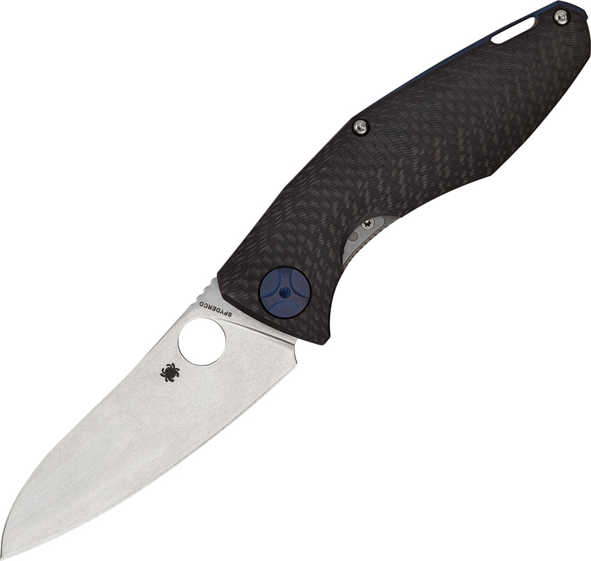 Spyderco - SC235CFTIP - Drunken - Folding Knife - CPM-S90V Satin Sheepsfoot - Carbon Fiber with Titanium Lock - Black - Image 6