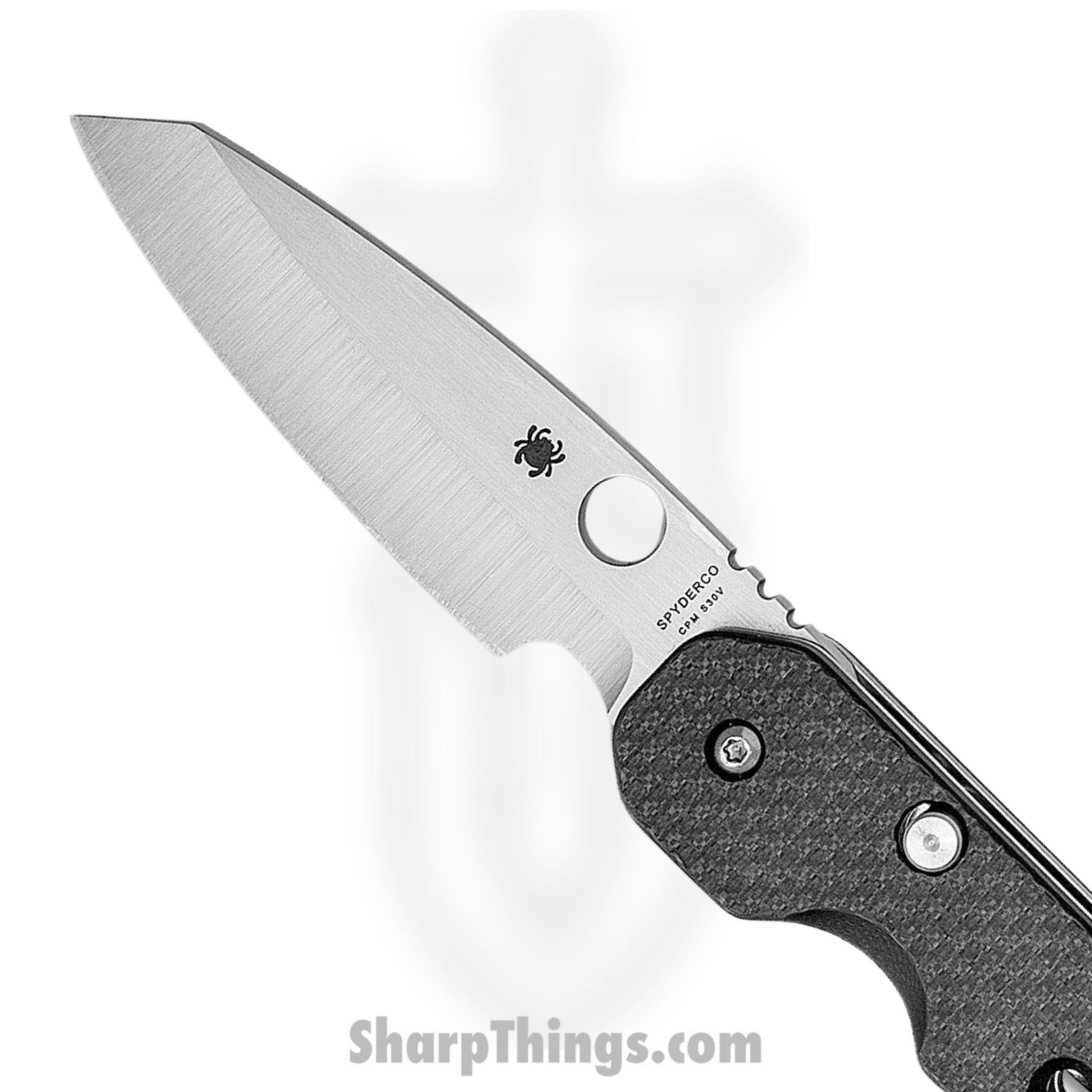 Spyderco - SC240CFP - Smock Compression Lock - Folding Knife - CPM-S30V Satin Sheepsfoot - Carbon Fiber G10 - Black - Image 2