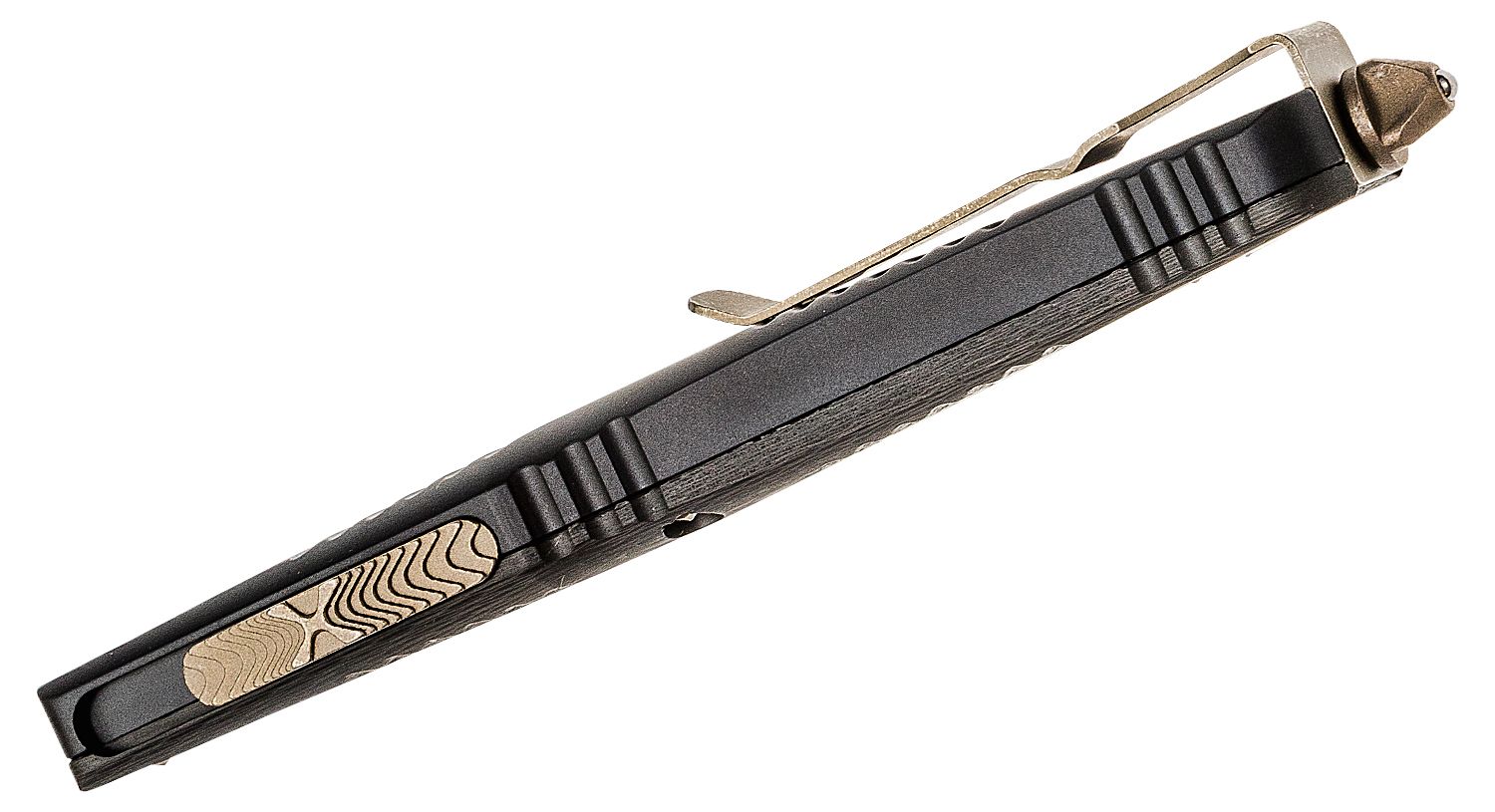 Microtech - 142-13APCFS - Combat Troodon - OTF Auto - Elmax, M390, 204P Bronze Apocalyptic Dagger - Carbon Fiber/Aluminum - Black - Image 8