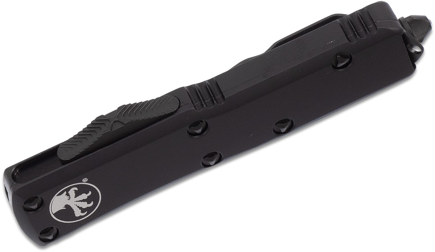 Microtech - 231-2T - UTX-85 - OTF Auto - Elmax, M390, 204P Two Tone Drop Point - 6061-T6 Aluminum - Black - Image 6