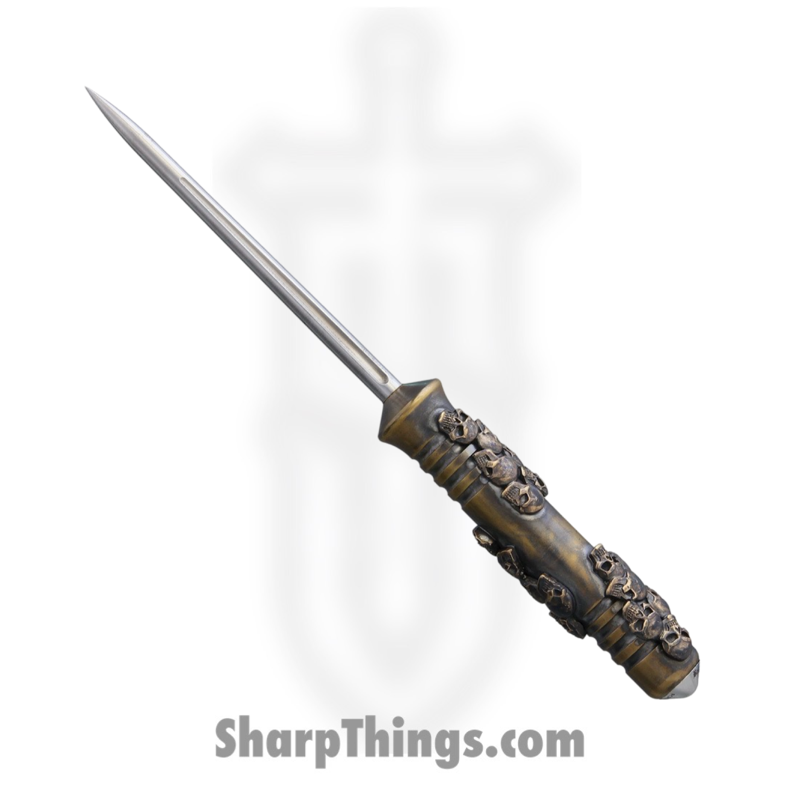 Bastinelli Creations - BAS217C - Ice Scream Crypt - Fixed Blade Knife - HDL420 Steel - Skull Artwork - Bronze