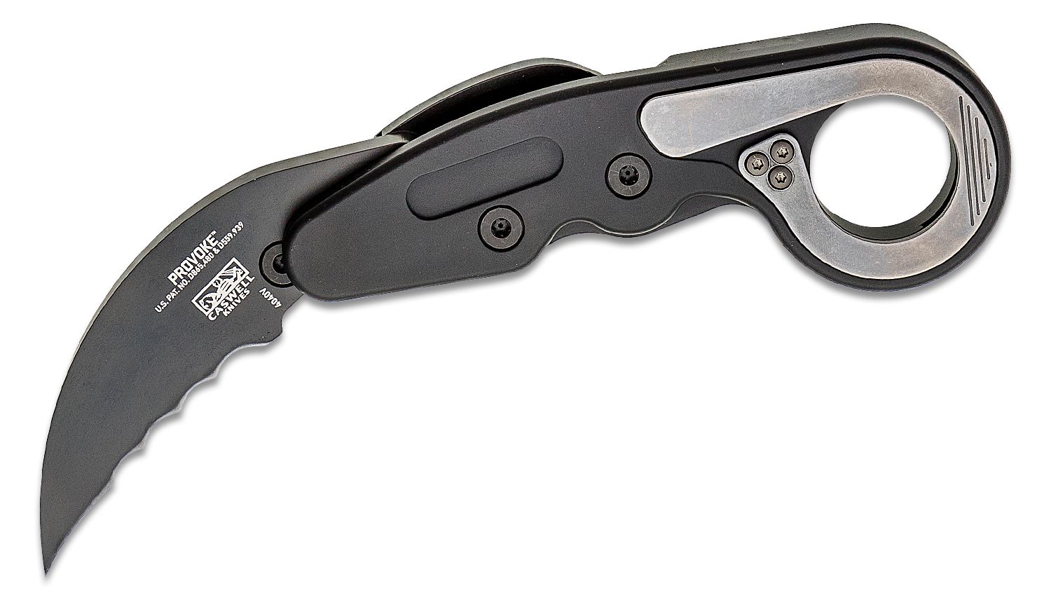 CRKT - 4040V - Provoke Kinematic with Veff Serrations - Folding Knife - D2 Black TiNi Hawkbill - 6061-T6 Aluminum - Black - Image 6
