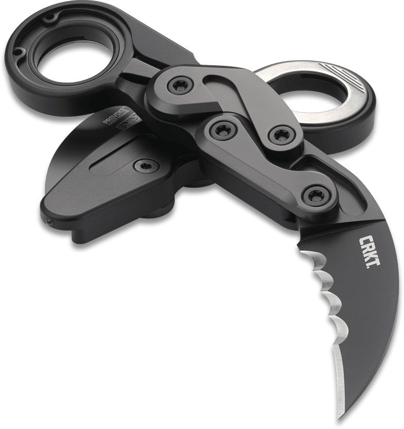 CRKT - 4040V - Provoke Kinematic with Veff Serrations - Folding Knife - D2 Black TiNi Hawkbill - 6061-T6 Aluminum - Black - Image 5
