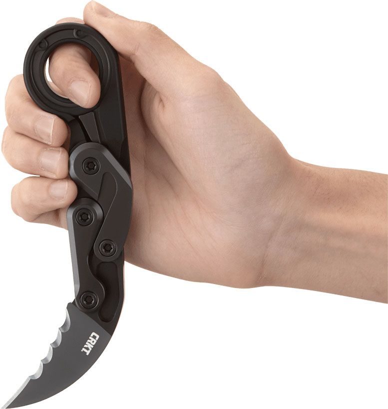 CRKT - 4040V - Provoke Kinematic with Veff Serrations - Folding Knife - D2 Black TiNi Hawkbill - 6061-T6 Aluminum - Black - Image 12