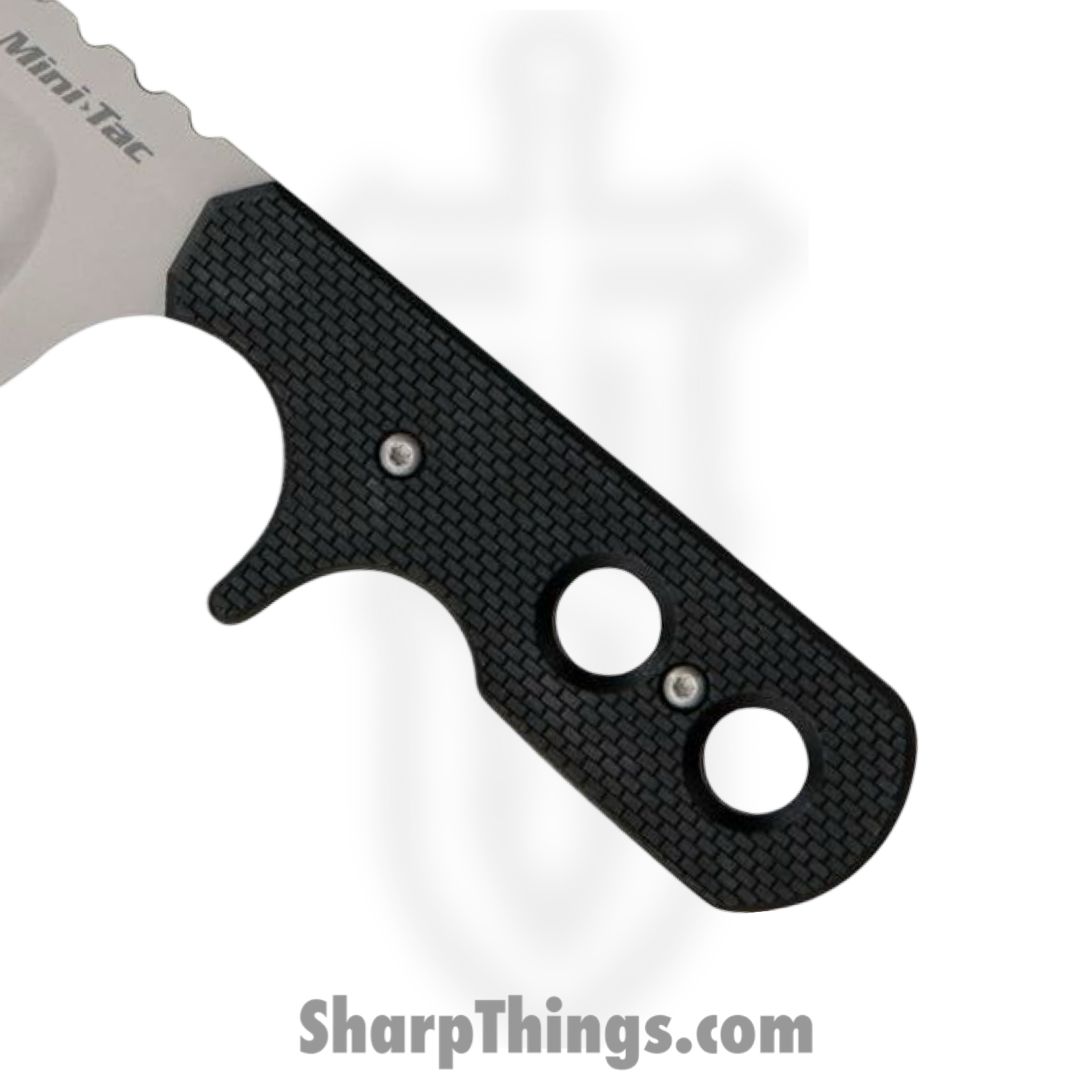 Cold Steel - CS49HTFS - Mini Tac - Fixed Blade Knife - AUS-8A Blasted Tanto Serrated - Griv-Ex - Black - Image 3