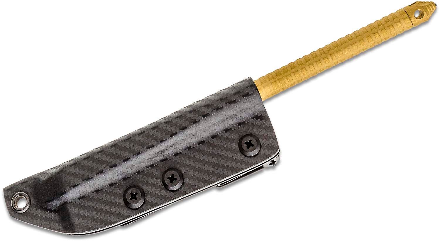 Microtech - 112-1TINS - TAC-P Spike with Glass Breaker - Fixed Blade Knife - 410 SS Coated Spike - Stainless - Gold - Image 7