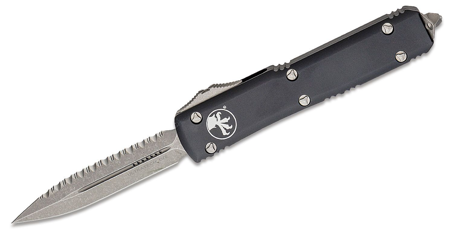 Microtech - 122-12AP - Ultratech - OTF Auto - Elmax, M390, 204P Apocalyptic Dagger - 6061-T6 Aluminum - Black - Image 5