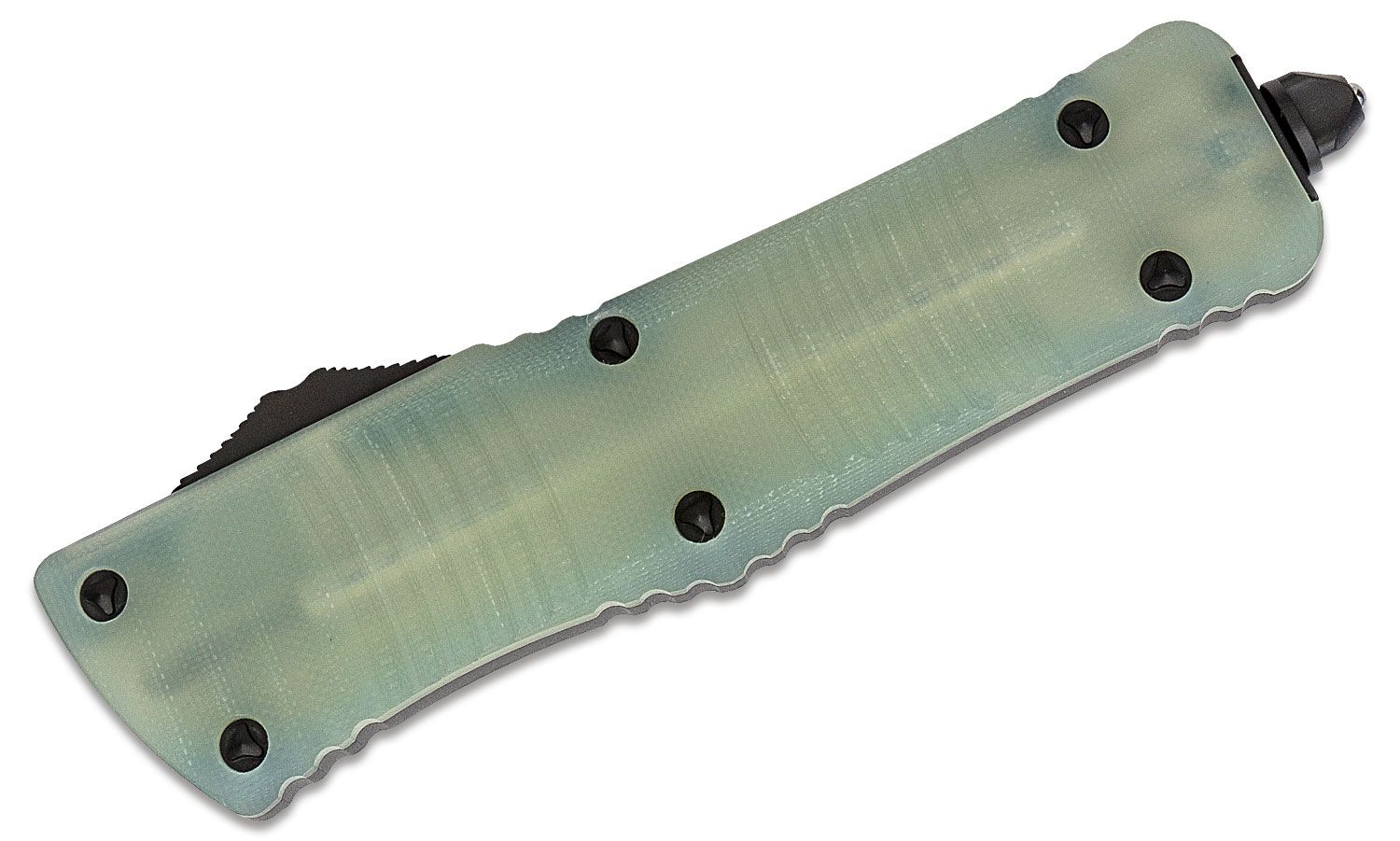 Microtech - 142-1GTJGS - Combat Troodon Signature Series - OTF Auto - Elmax, M390, 204P Coated Dagger - G10/Aluminum - Jade/Black - Image 6