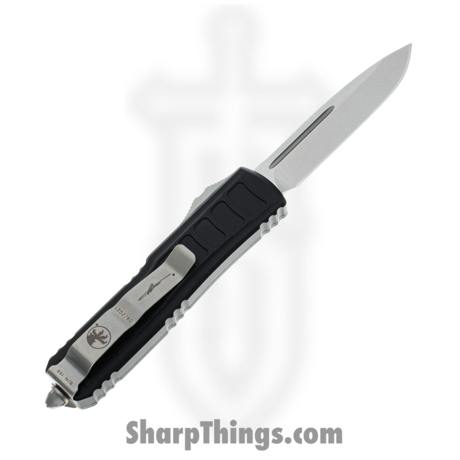 Microtech - 231II-10S - UTX-85 II Signature Series - OTF Auto - M390, 204P, Elmax, or XHP Stonewash Drop Point - Aluminum - Black - Image 2