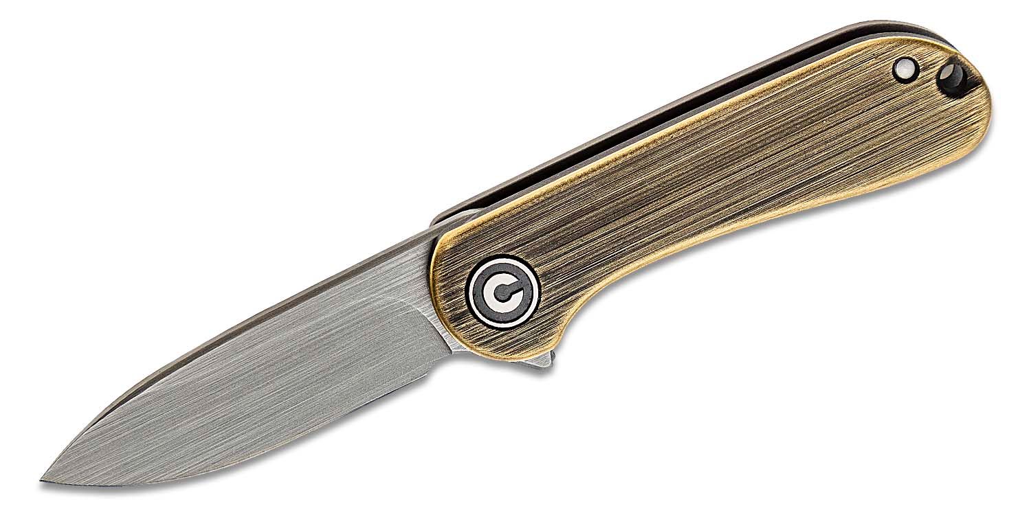 Civivi - CIVC18062Q1 - Mini Elementum - Framelock Flipper - 14C28N Hand Rubbed Brass - Brass - Image 6