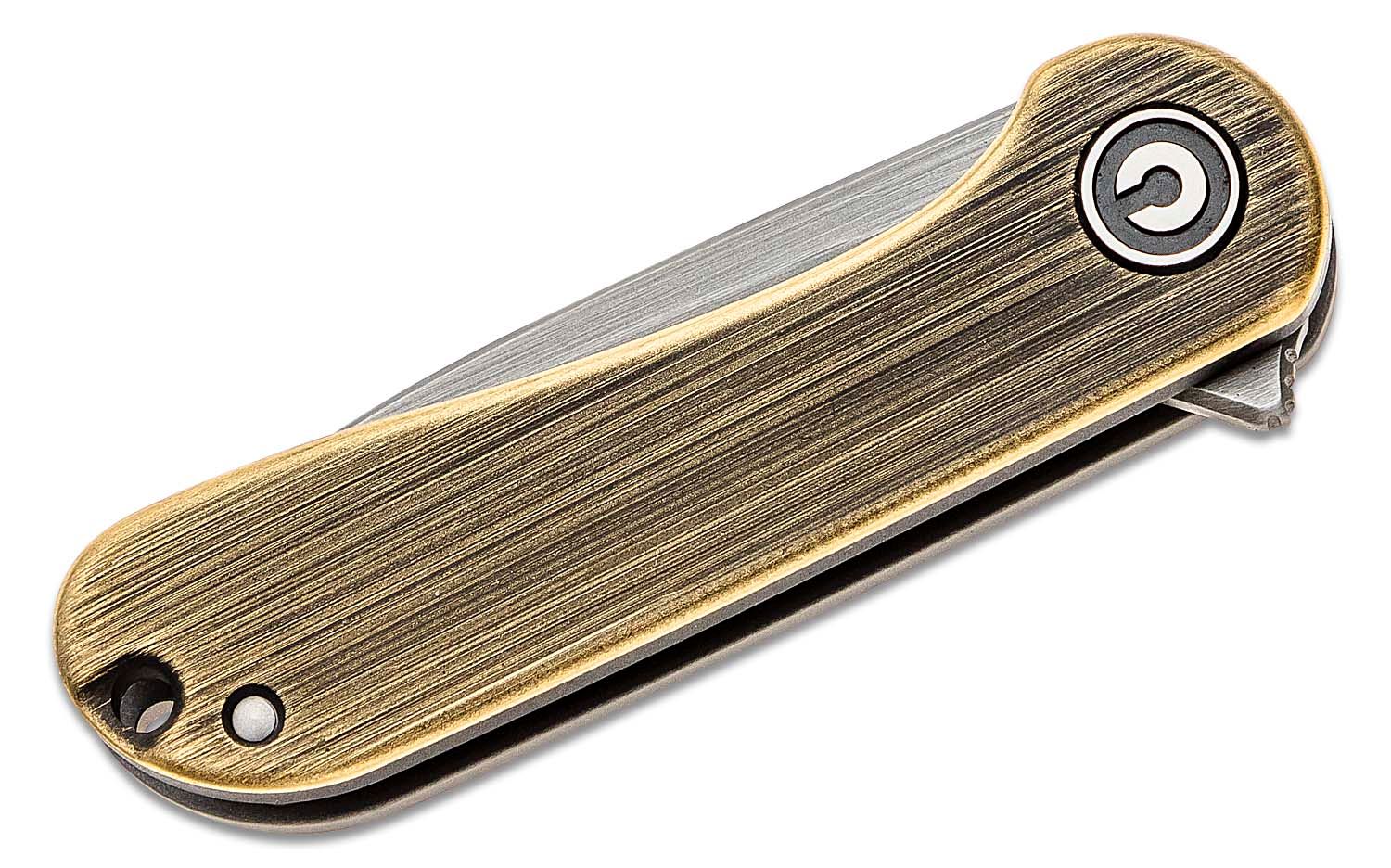 Civivi - CIVC18062Q1 - Mini Elementum - Framelock Flipper - 14C28N Hand Rubbed Brass - Brass - Image 7