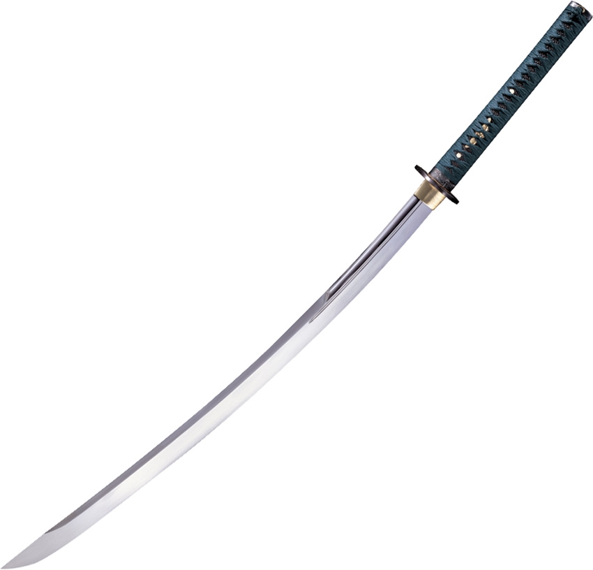 Cold Steel - CS88DK - Dragonfly Katana - Fixed Blade Knife - 1055HC Polished - Ray Skin with Teal Green Silk Braid Cord and Brass Menuki - Teal - Image 4